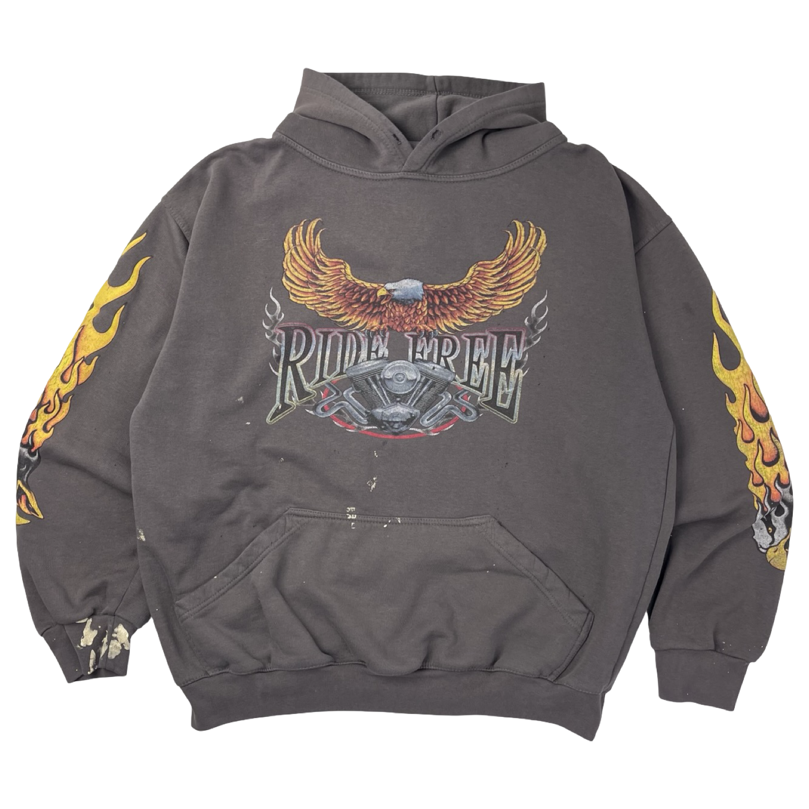 Vintage Ride Free Eagle Flamey Sleever Hoodie