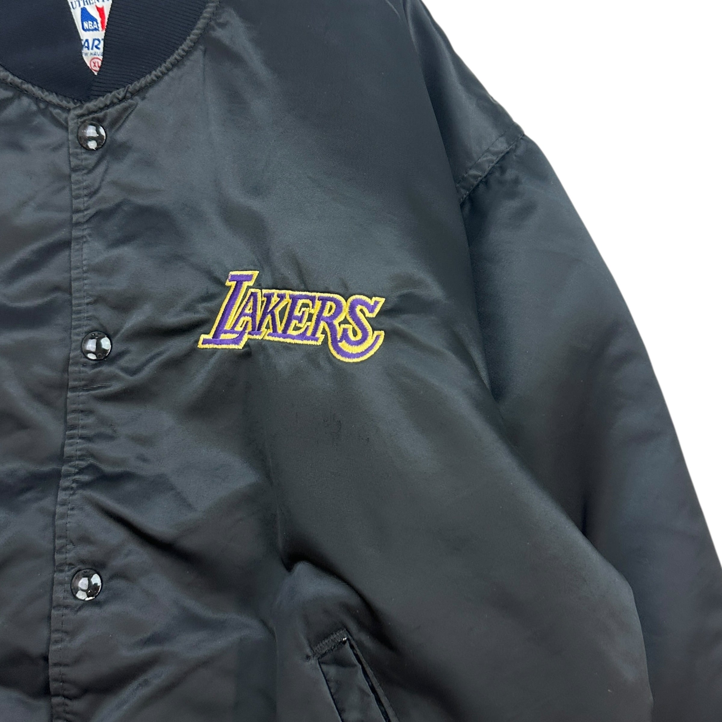 Vintage Starter LA Lakers Satin Bomber Black