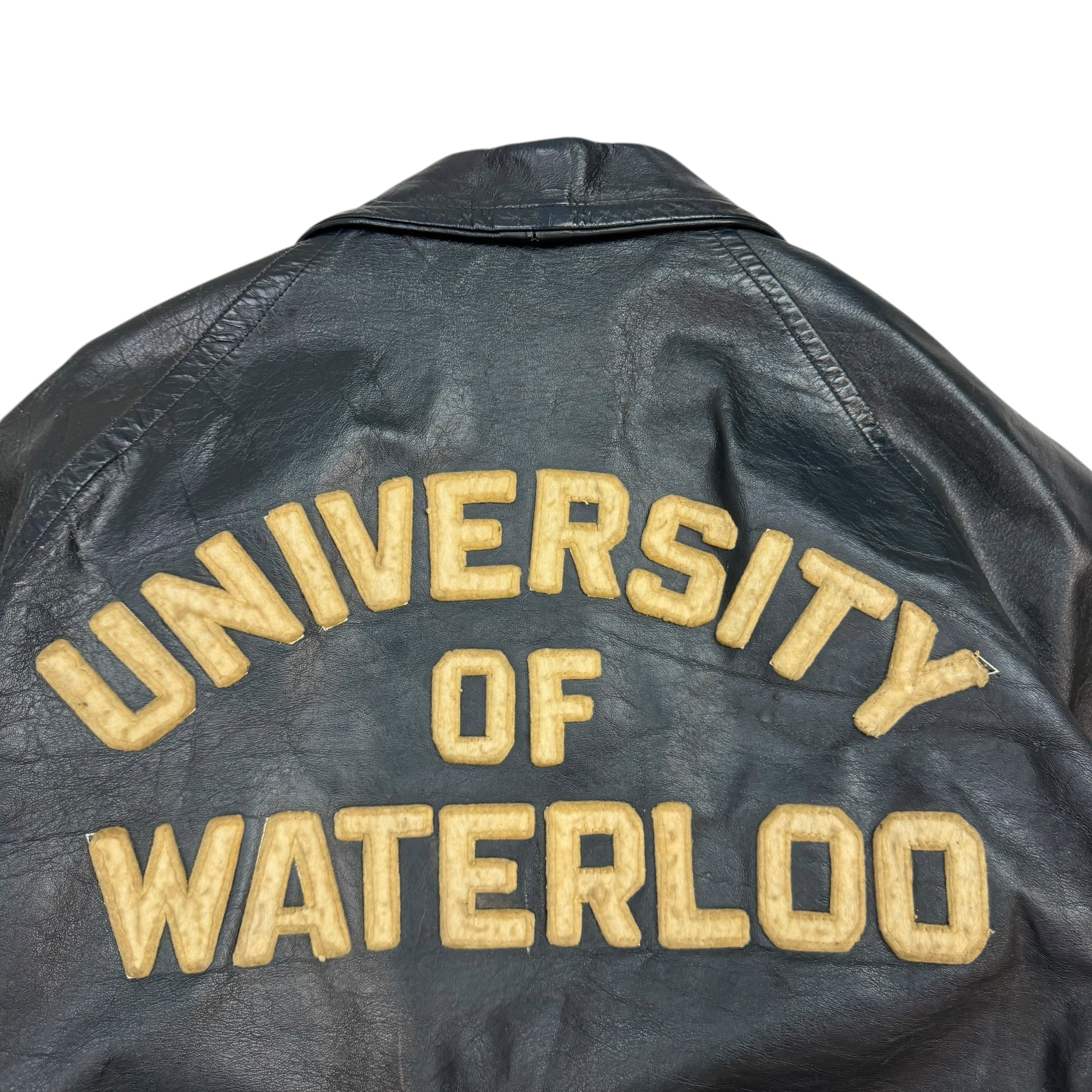 Vintage University of Waterloo Leather Jacket Black