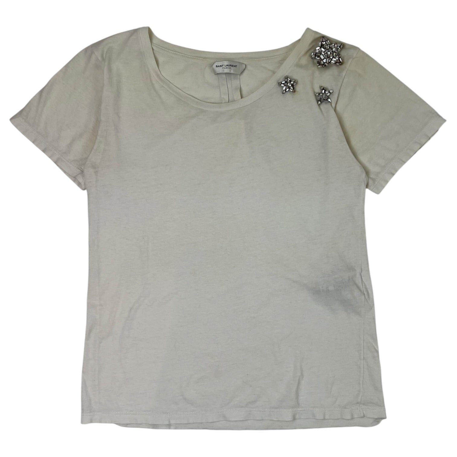 (W) Saint Laurent Crystal Star T-Shirt White