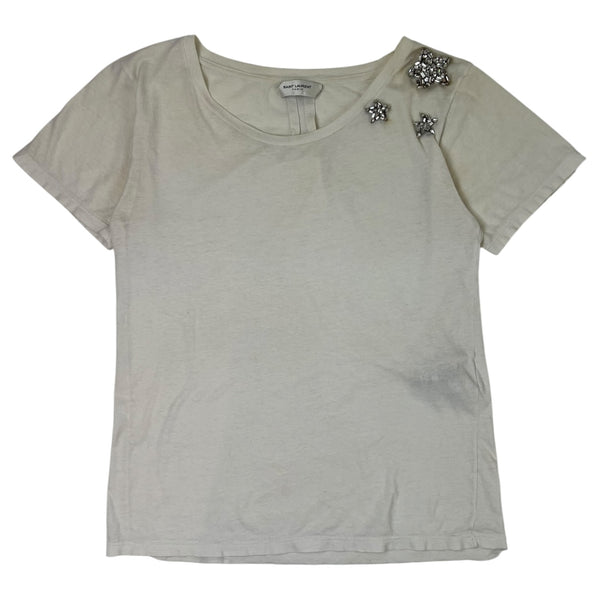 (W) Saint Laurent Crystal Star T-Shirt White