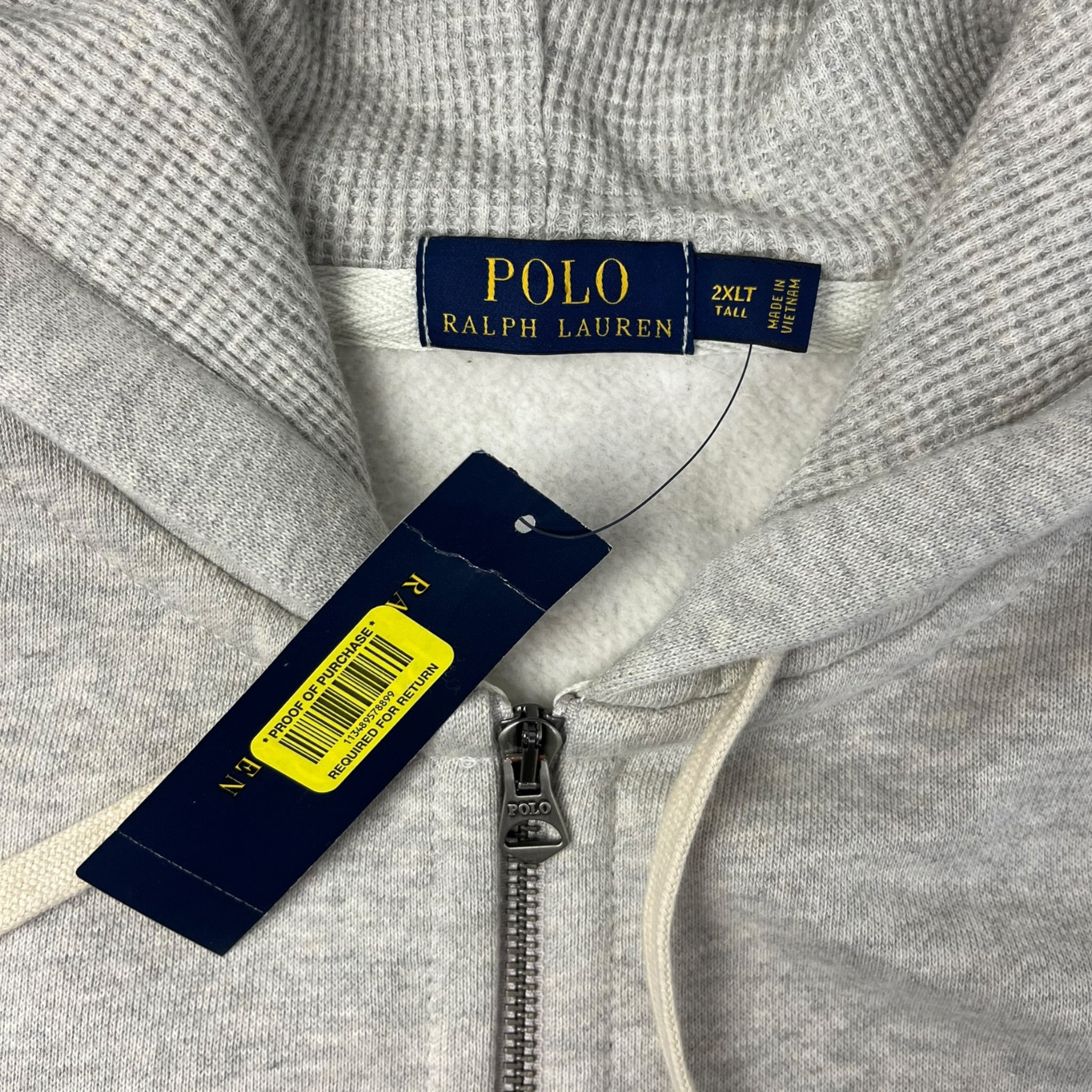 Polo Ralph Lauren Waffle Hood Zip Hoodie Grey