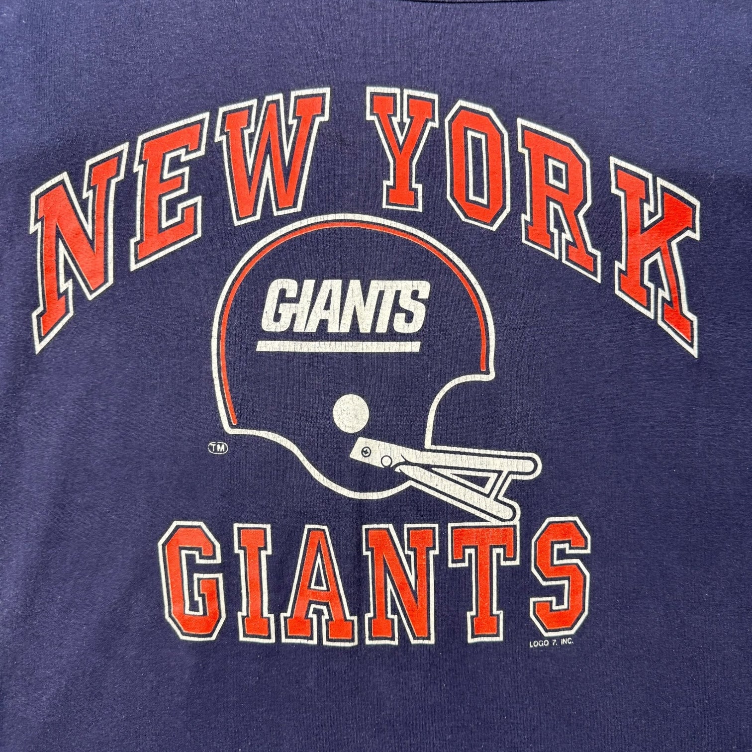 Vintage Logo 7 New York Giants Jersey Tee Dark Blue