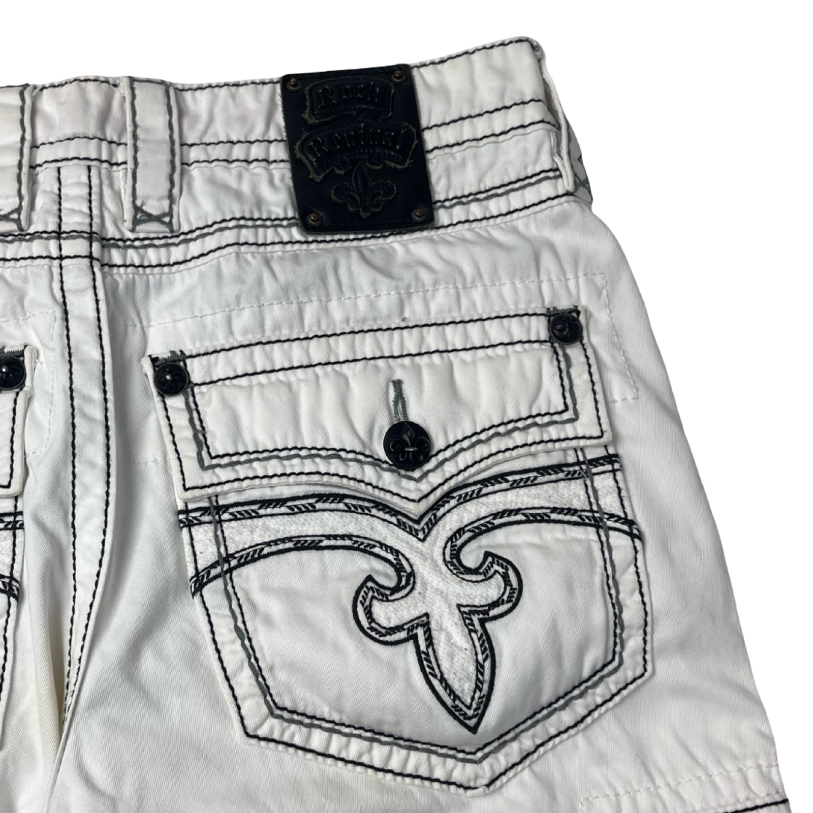 Y2K Rock Revival Embellished Shorts White