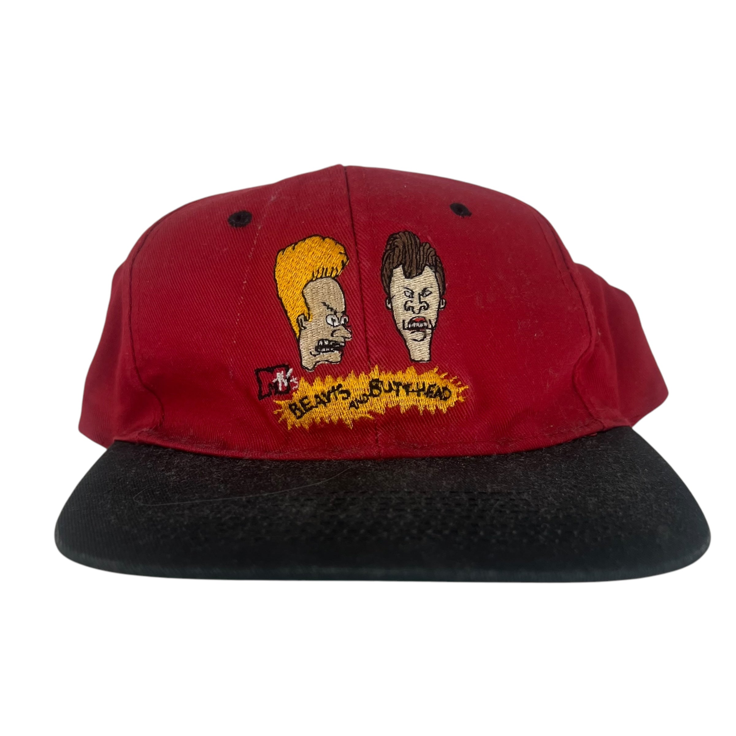 Vintage MTV Beevis and Butthead Snapback Hat Red