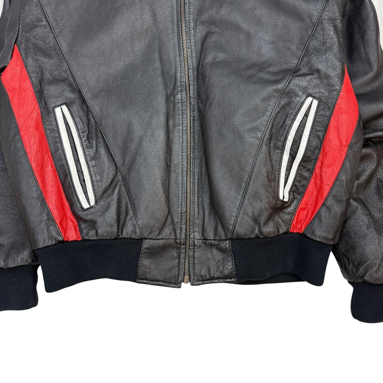 Vintage USA Flag Leather Jacket Black