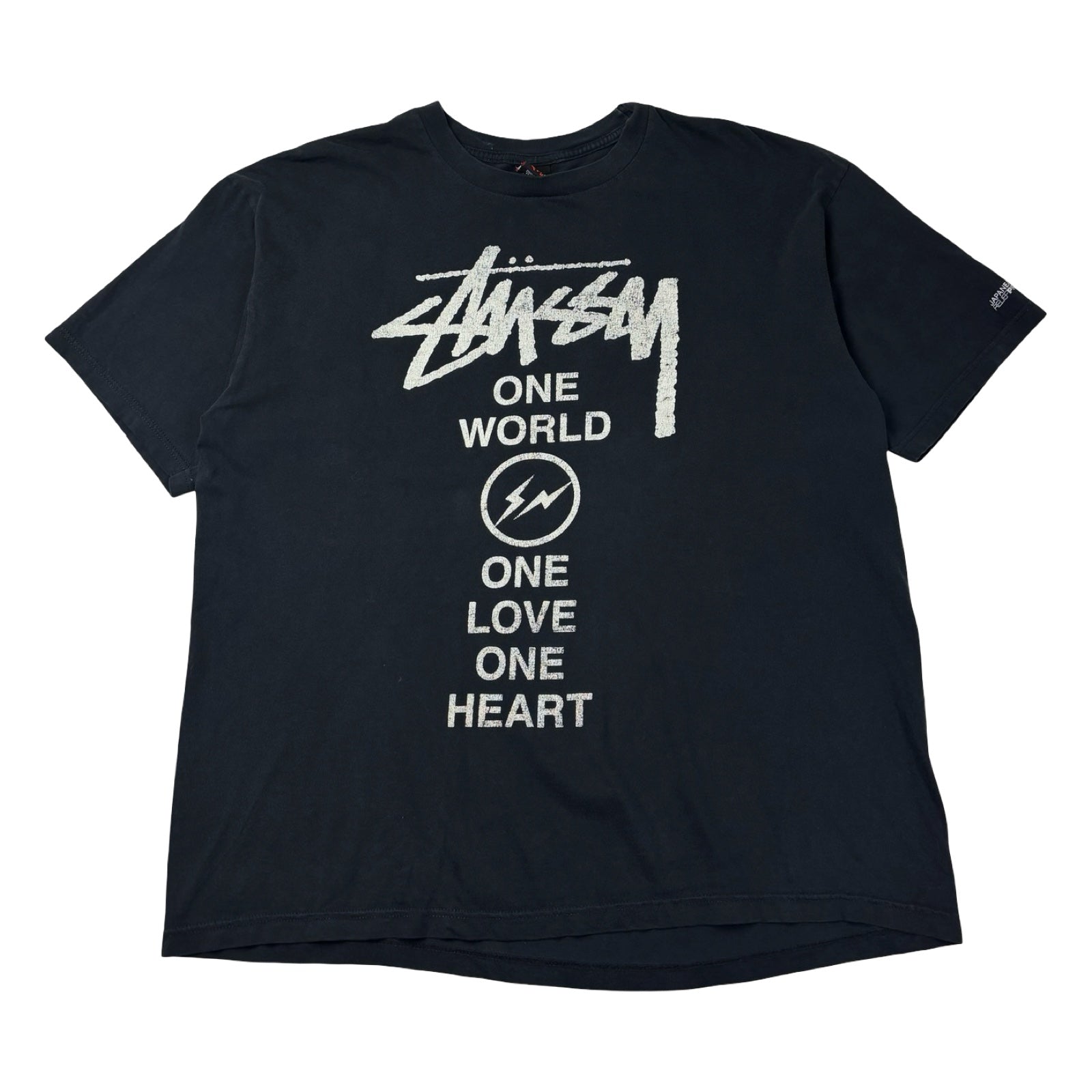Stussy x Fragment “One World One Love One Heart” Tee Black