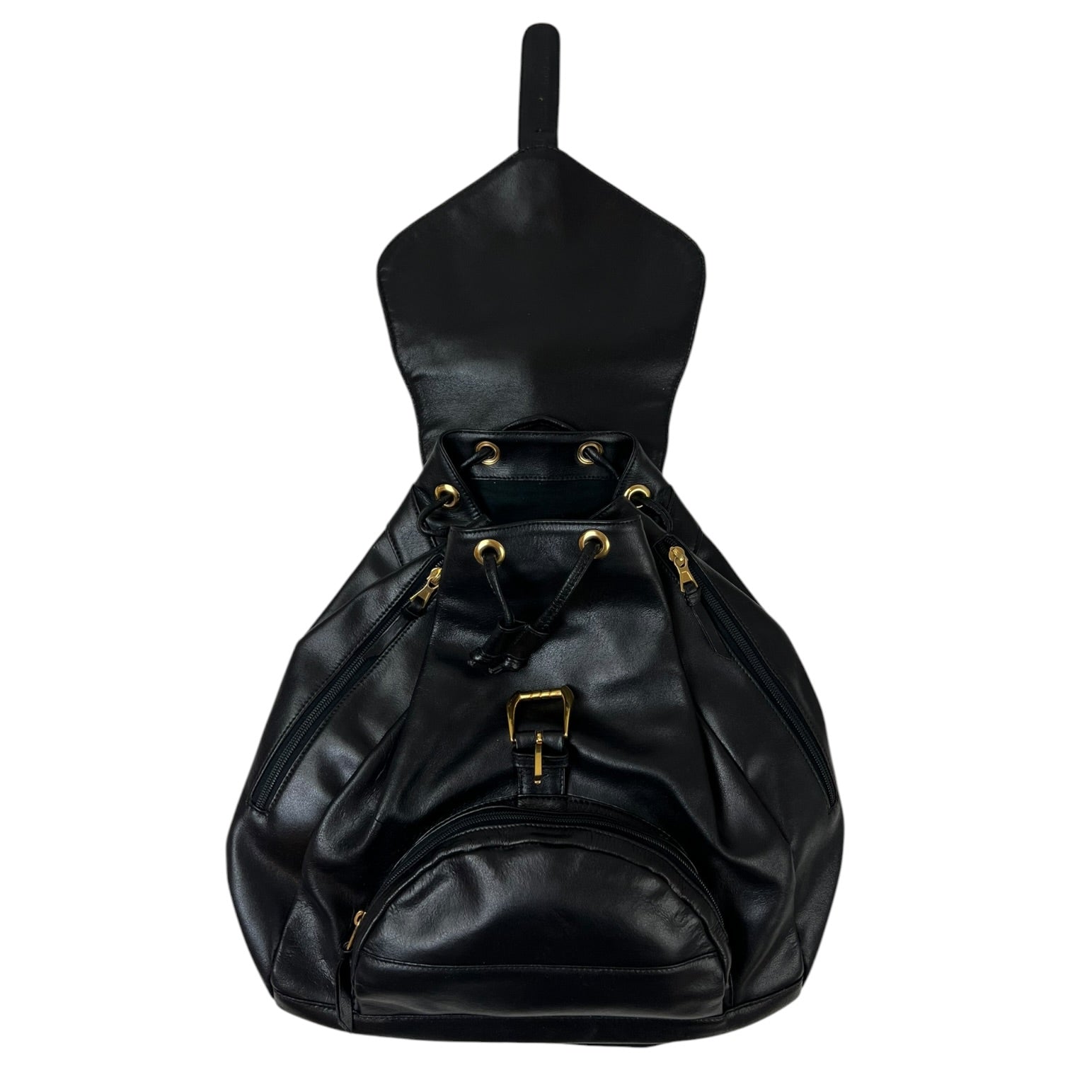 Vintage Gianni Versace Leather Medusa Head Logo Backpack Black