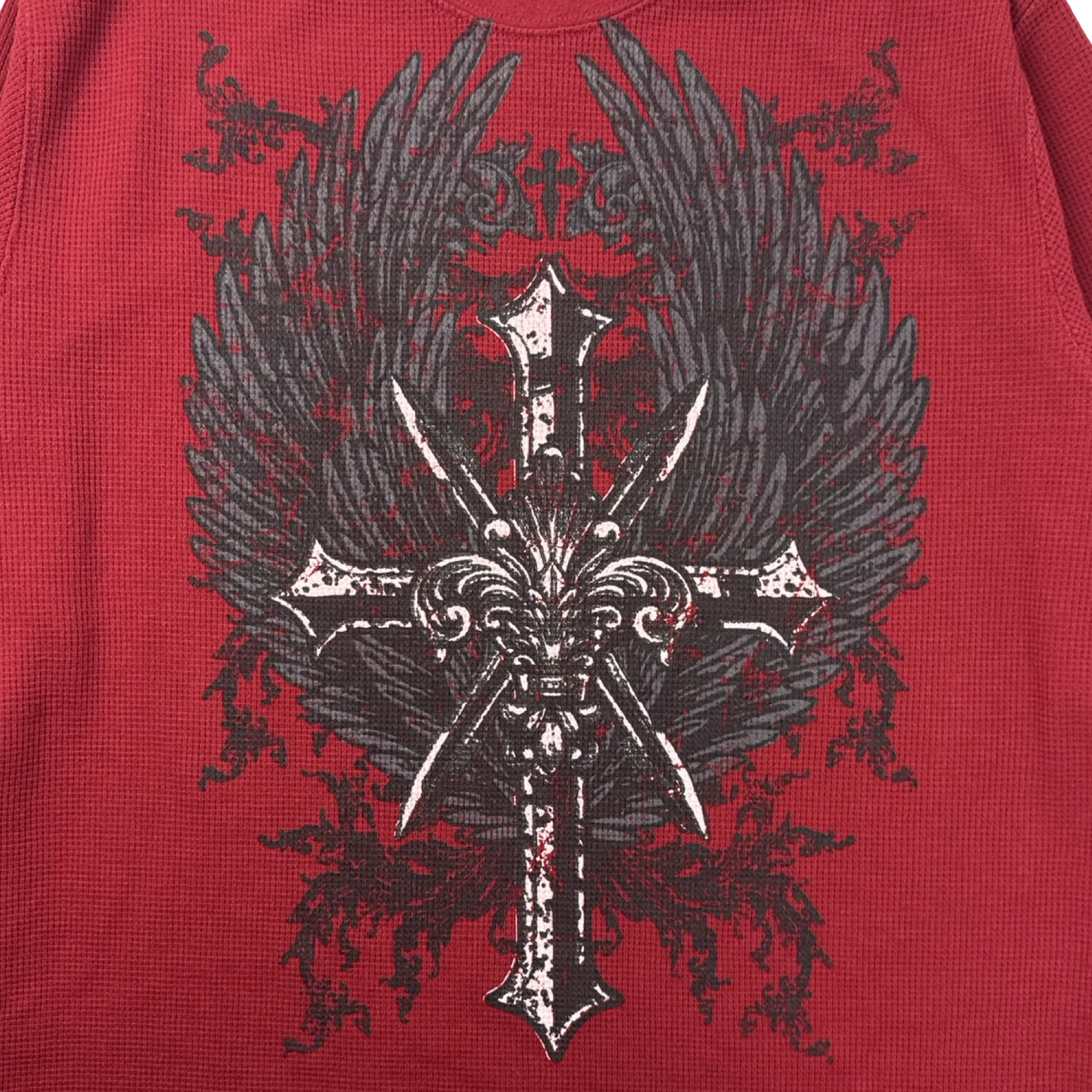 Y2K Cyber Cross Fleur-De-Lis Thermal Longsleeve Shirt