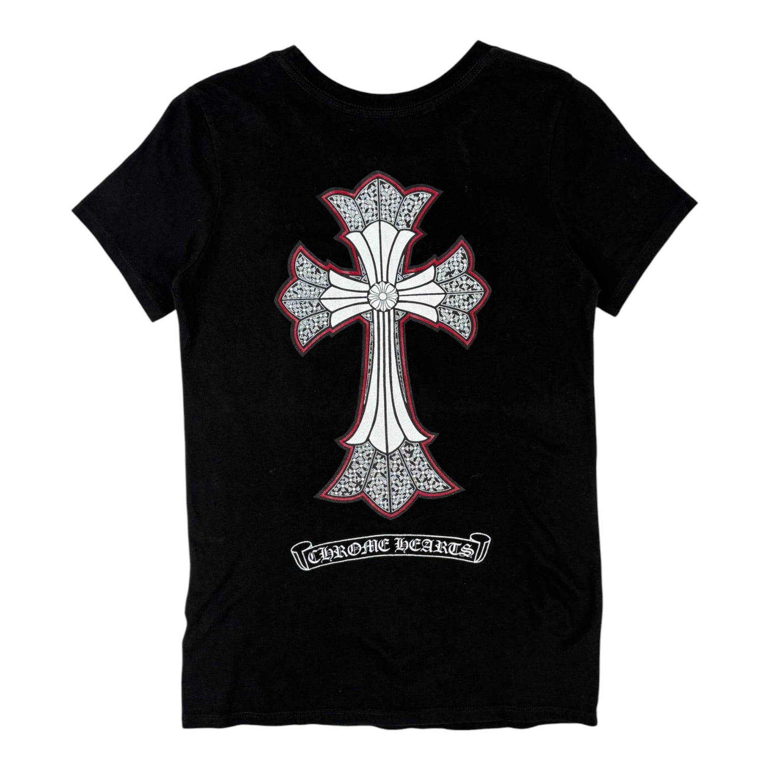 (W) Chrome Hearts Cemetery Double Cross Tee Black