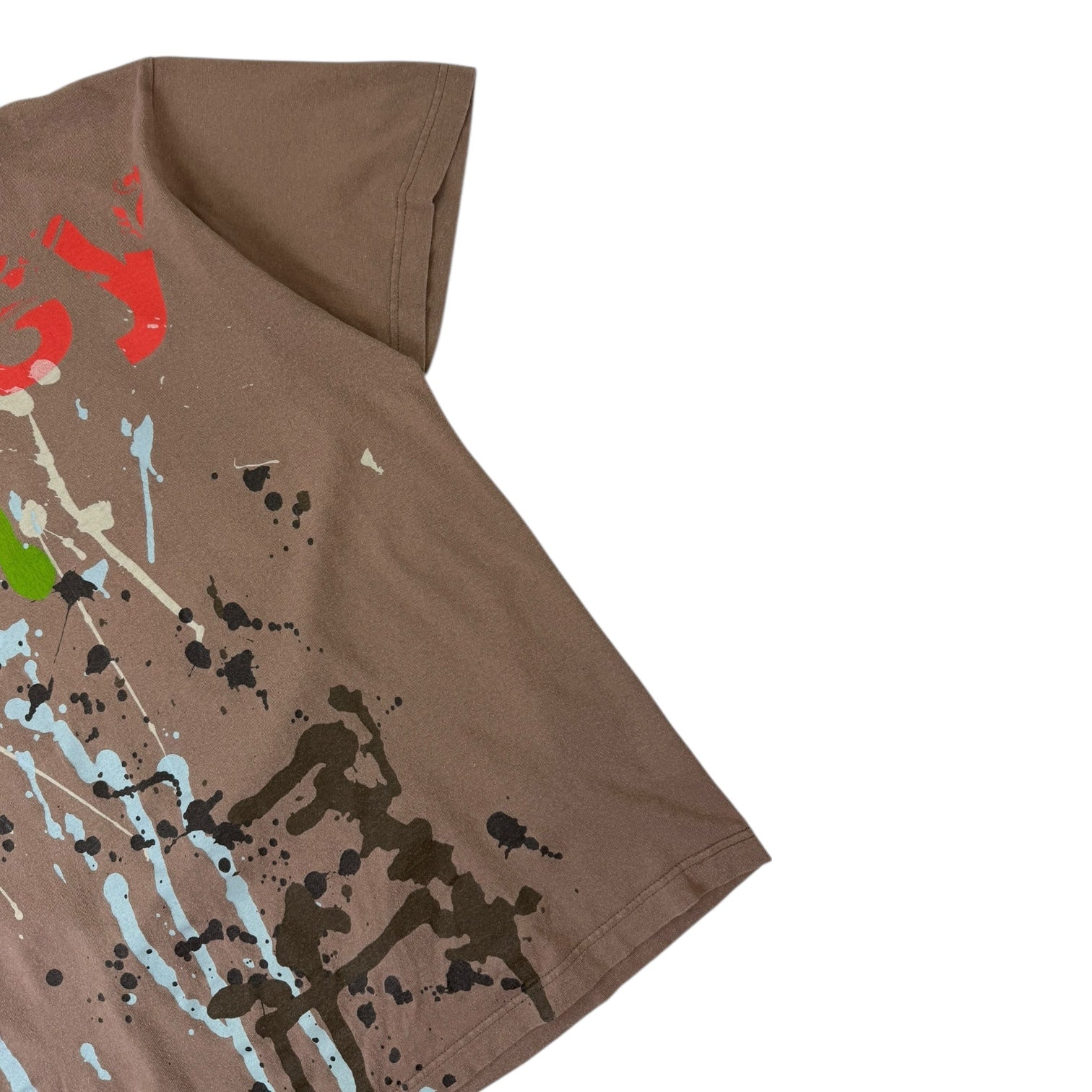 Stussy Graffiti Paint Splatter T-Shirt Beige