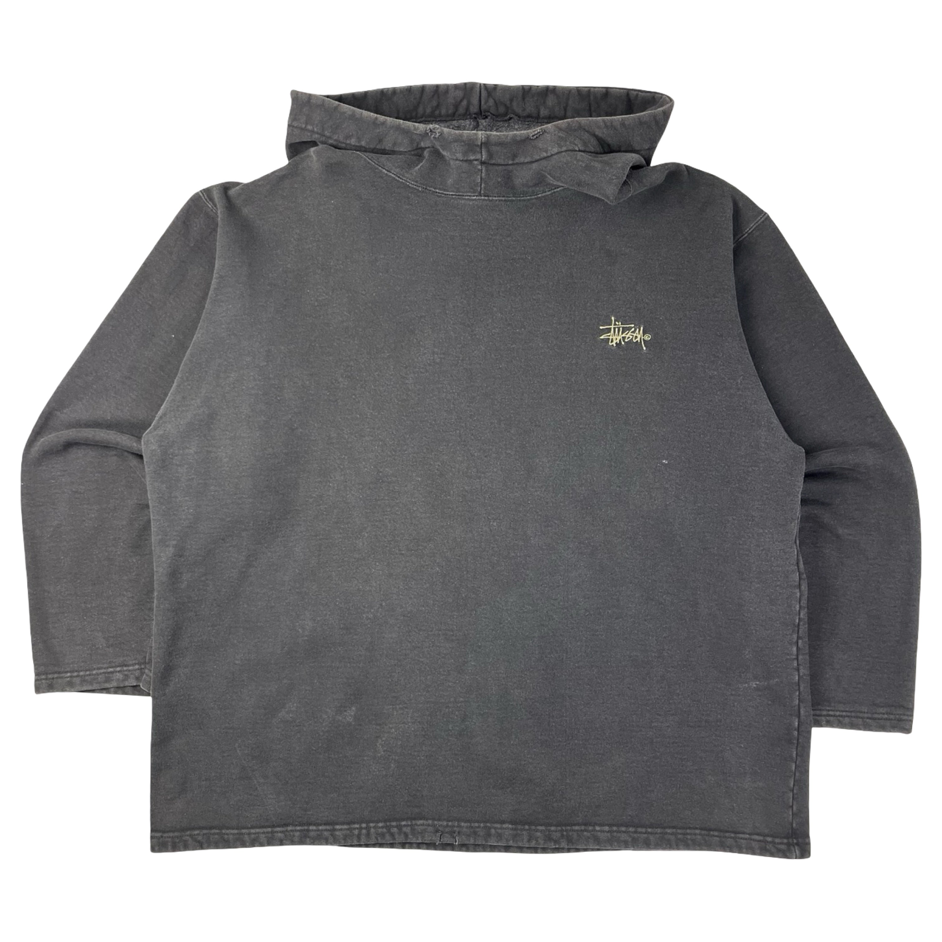 Vintage Stussy Relaxed Fit Beach Hoodie Dark Grey