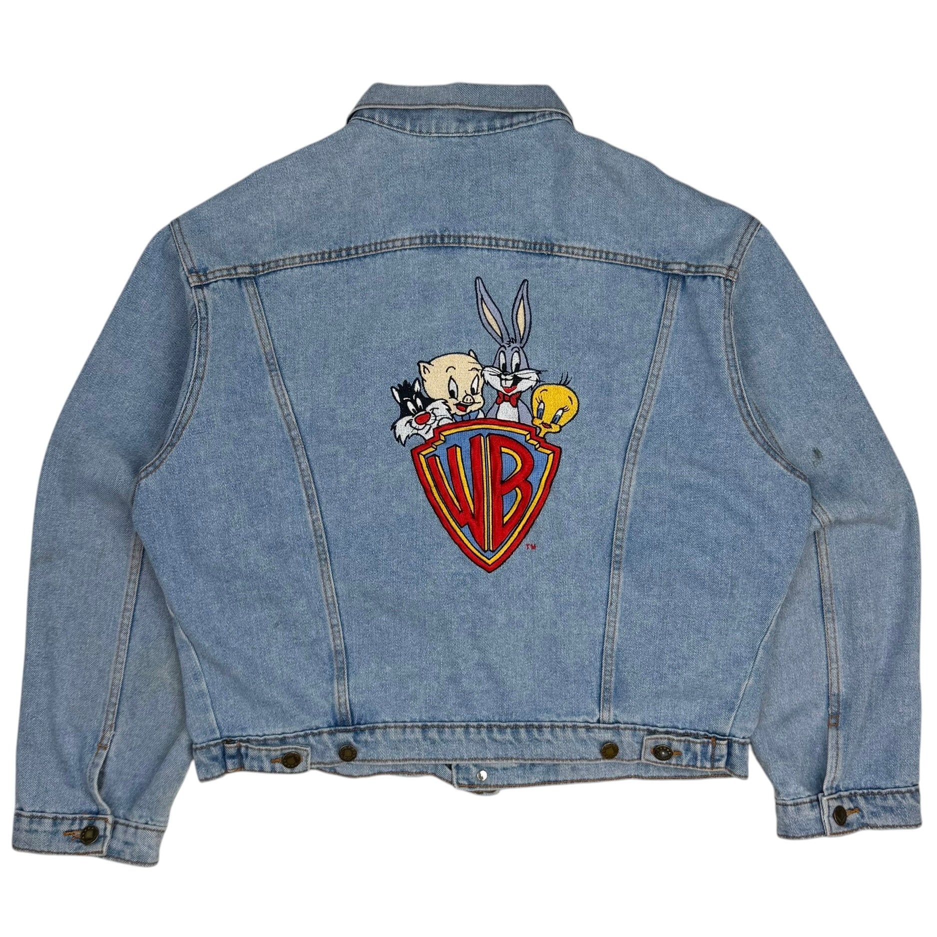 1991 Warner Bros Looney Tunes Light Wash Denim Jacket Blue