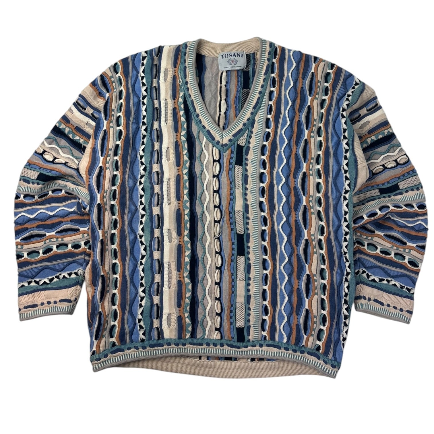 Vintage Tosani 3D Knit Sweater Cream/Blue Earth
