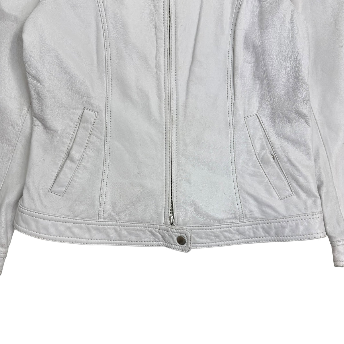 (W) Vintage Danier Leather Moto Jacket White