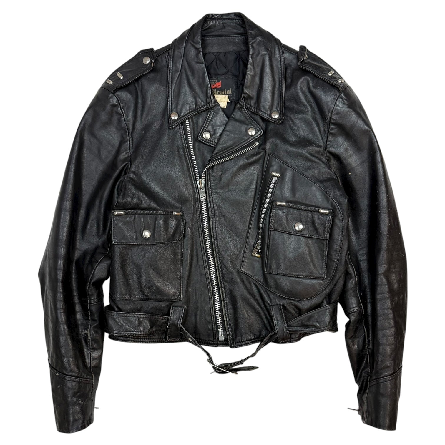 Vintage Bristol Leather Moto Jacket Black