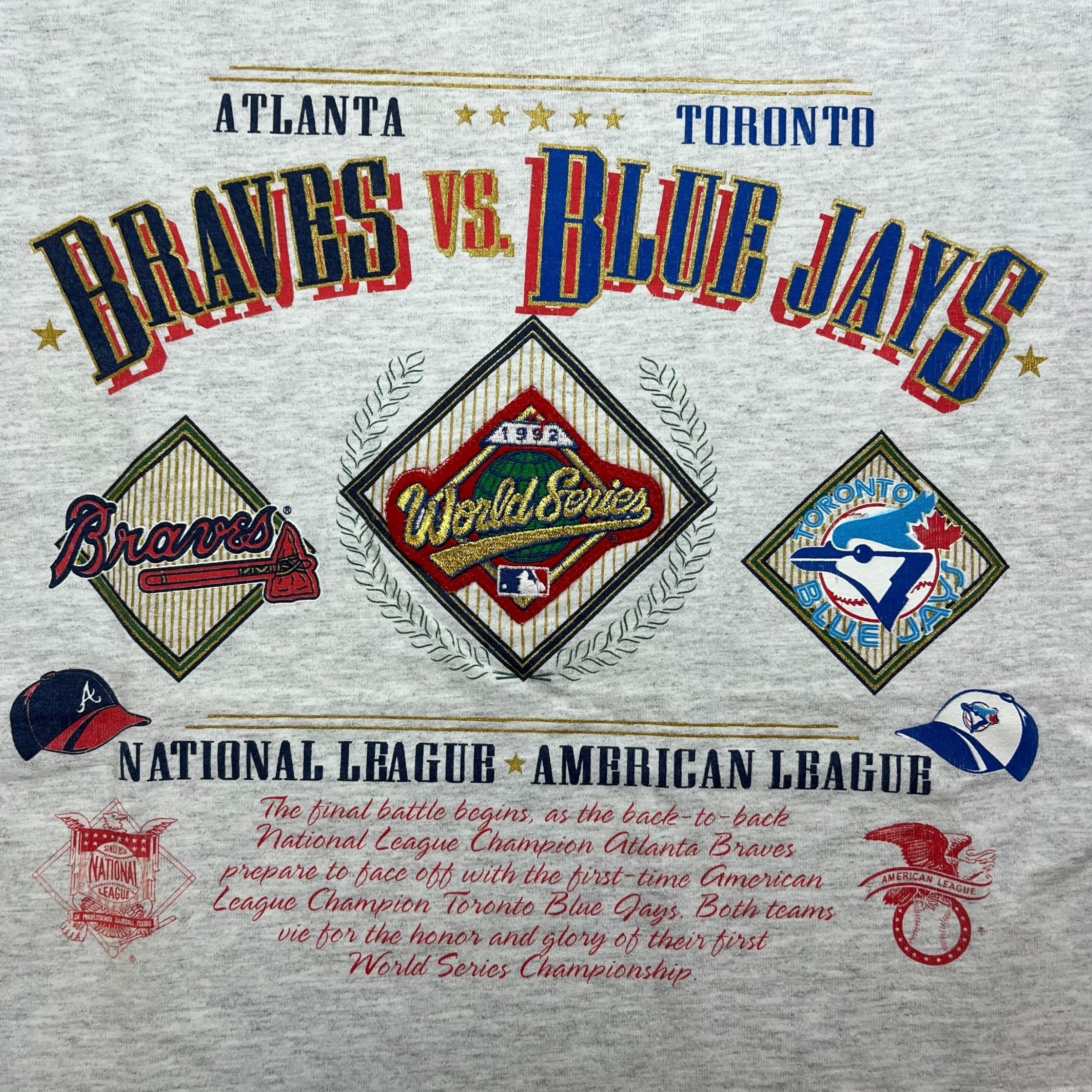 Vintage Atlanta Braves vs. Toronto Blue Jays Tee Gray