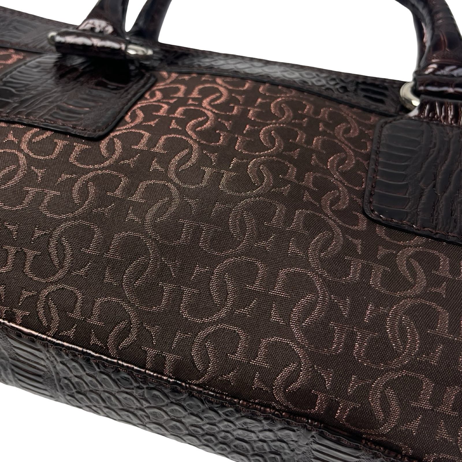 (W) Y2K GUESS Monogram Hand Bag Brown