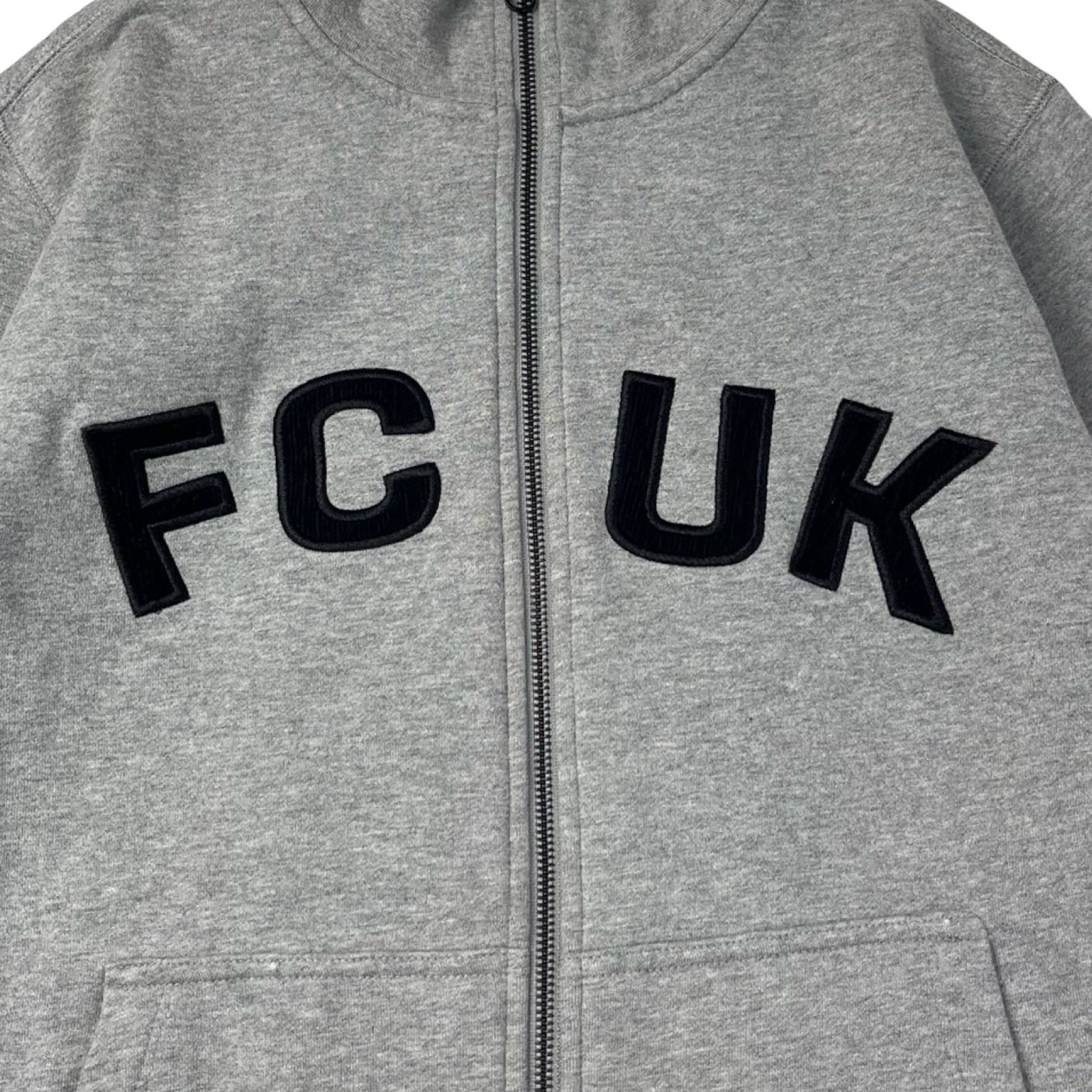 Vintage Y2K FCUK Embroidered Full Zip Sweater Grey
