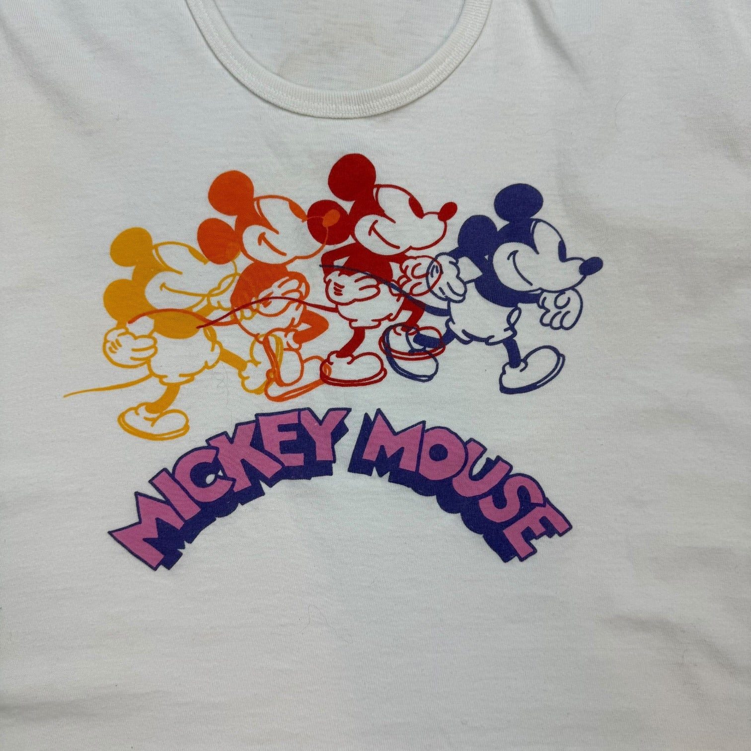 (W) Vintage Mickey Mouse Cropped Tank Top White