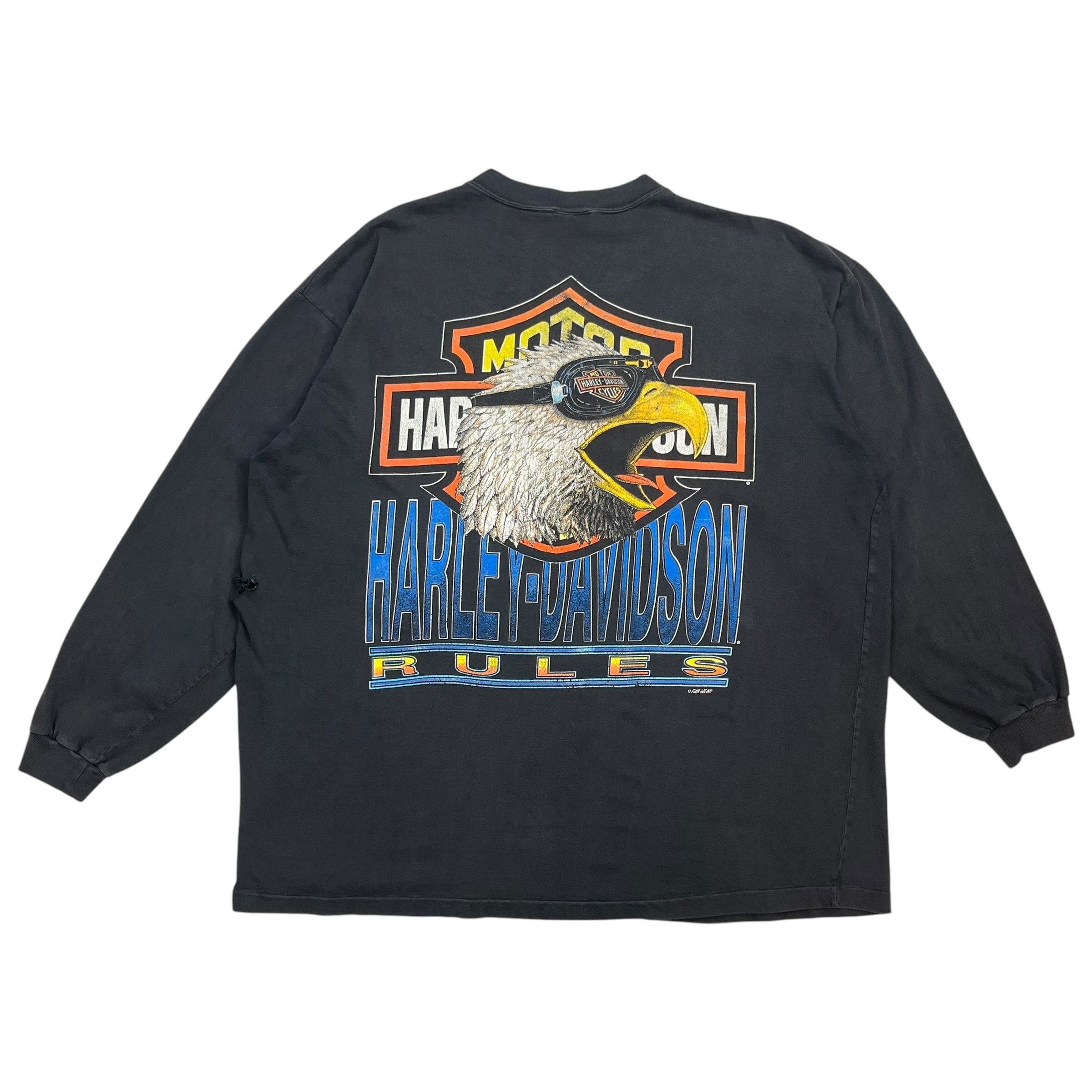 Vintage Harley-Davidson Rules Henley Tee Black