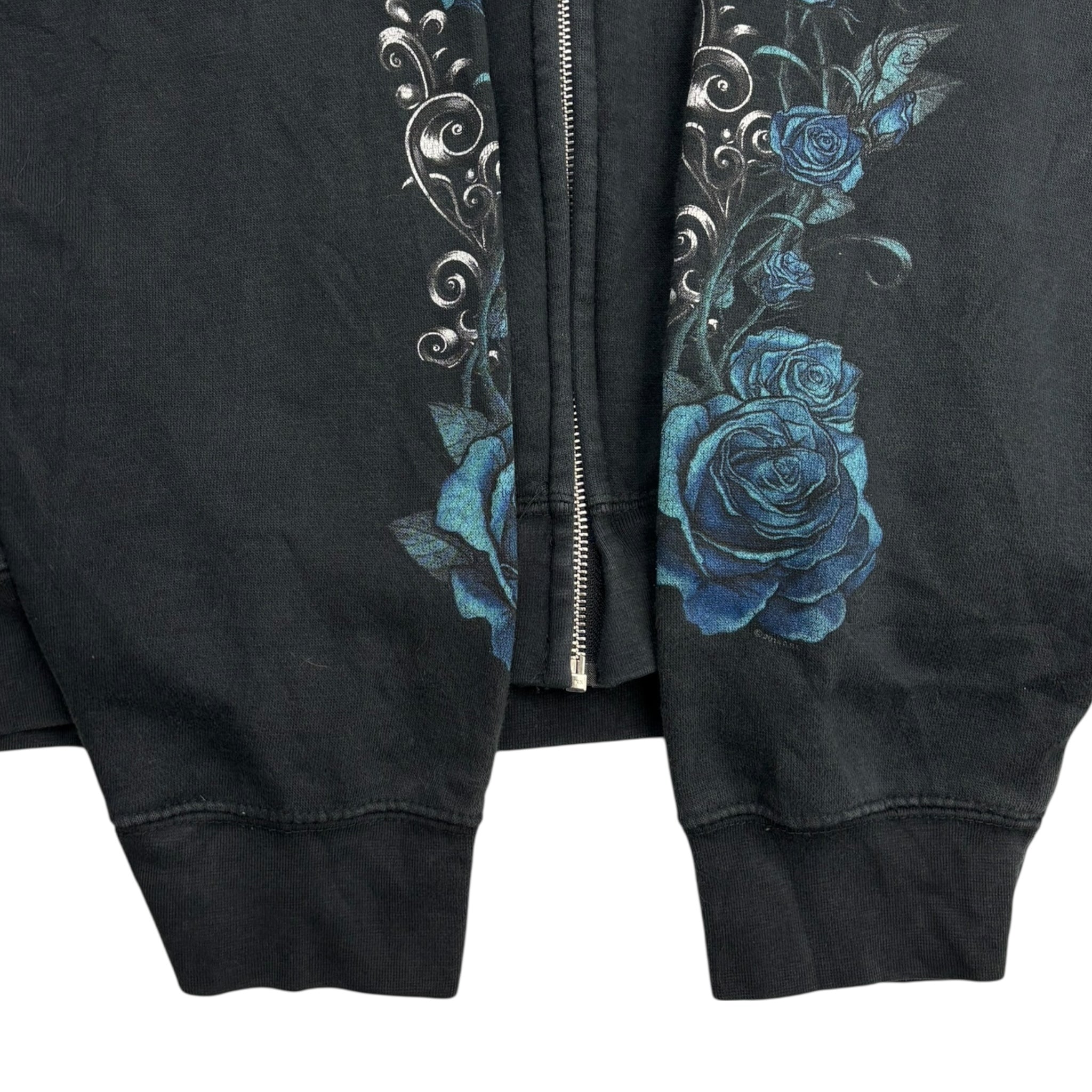 Vintage Y2K Hot Leathers Angel Roses Zip-Up Hoodie