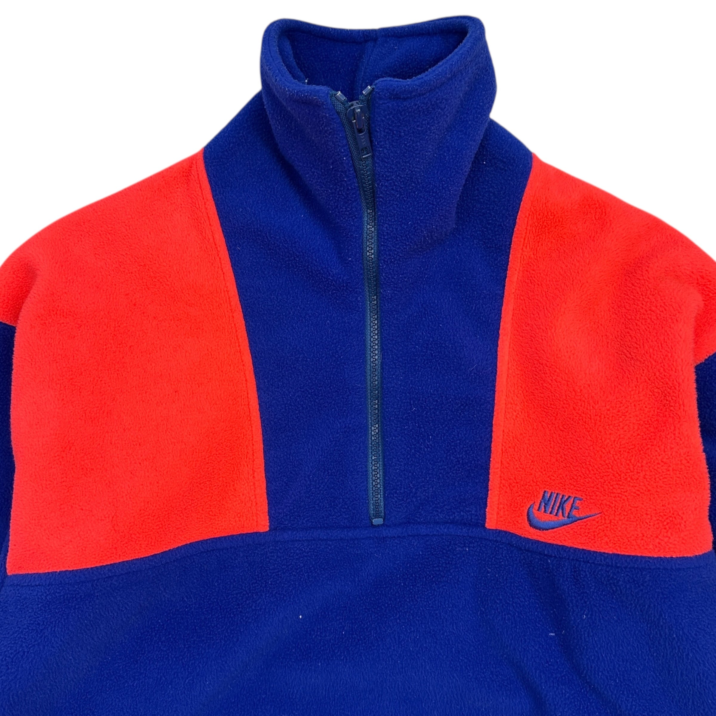 Vintage Nike 1/4 Zip Fleece Sweater Orange/Blue