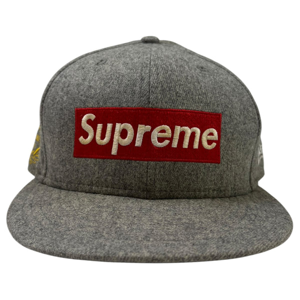Supreme New Era National Champions Box Logo Fitted Cap Grey