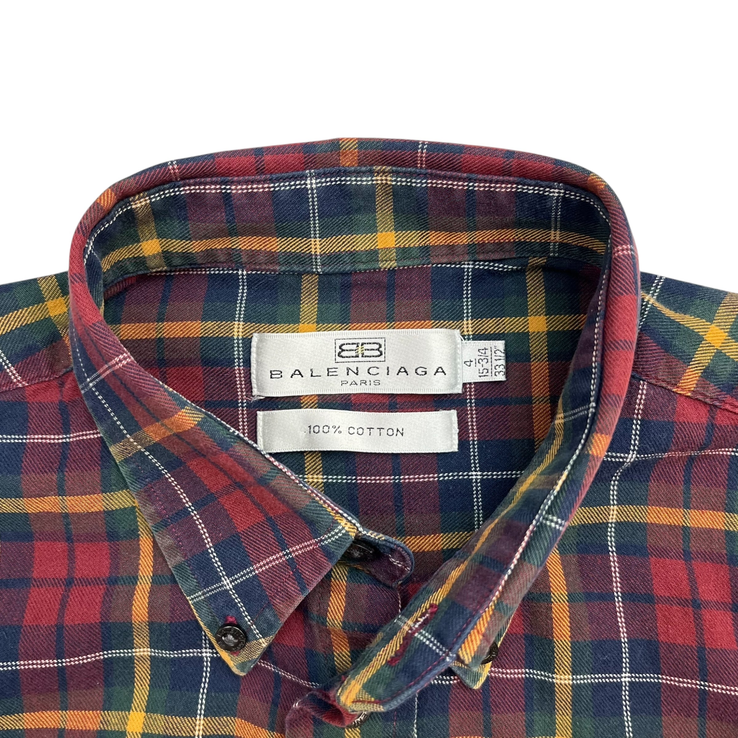 Vintage Balenciaga Oxford Shirt Plaid Red/Green