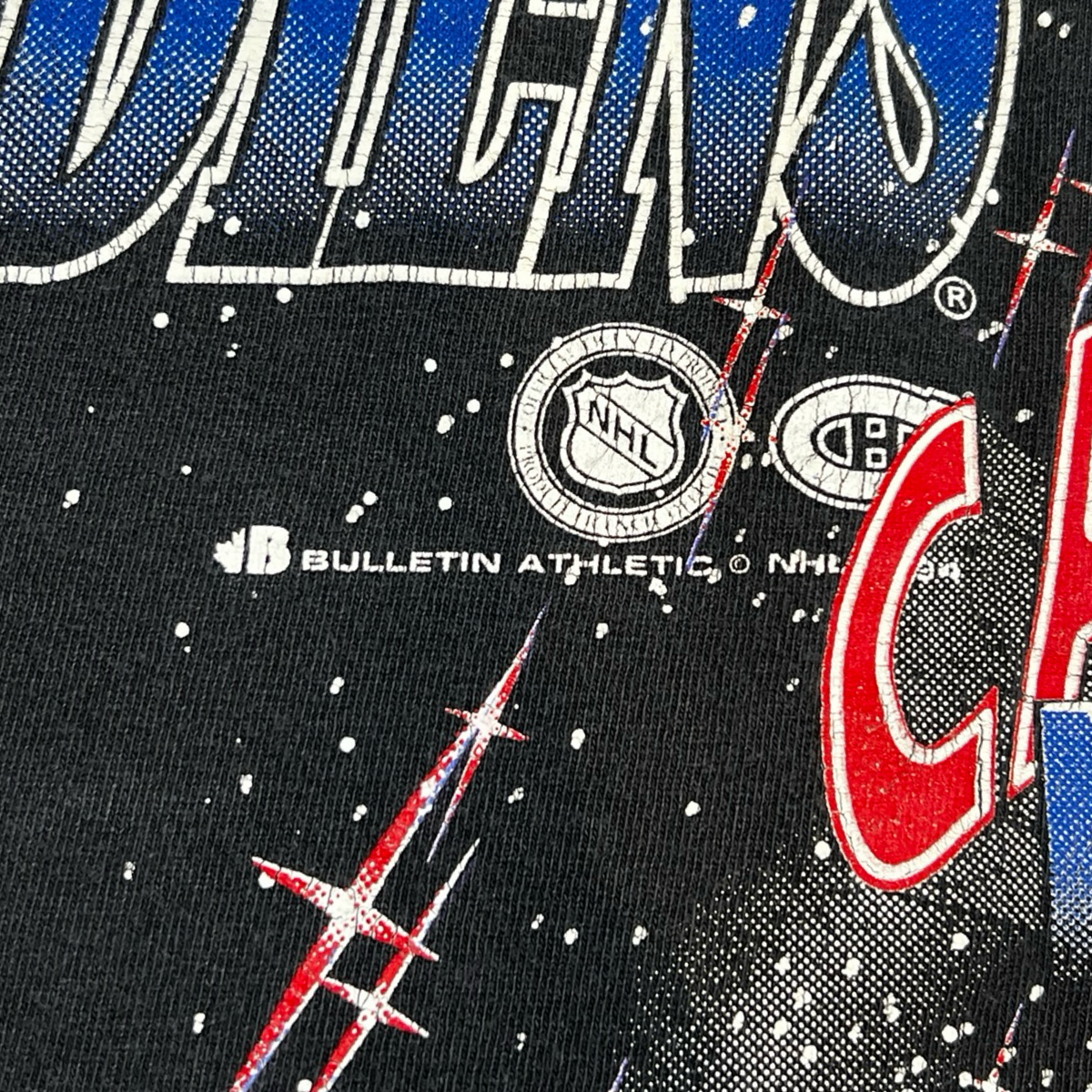 Vintage 1990 Bulletin Athletic Montreal Canadiens All Over Print T-Shirt