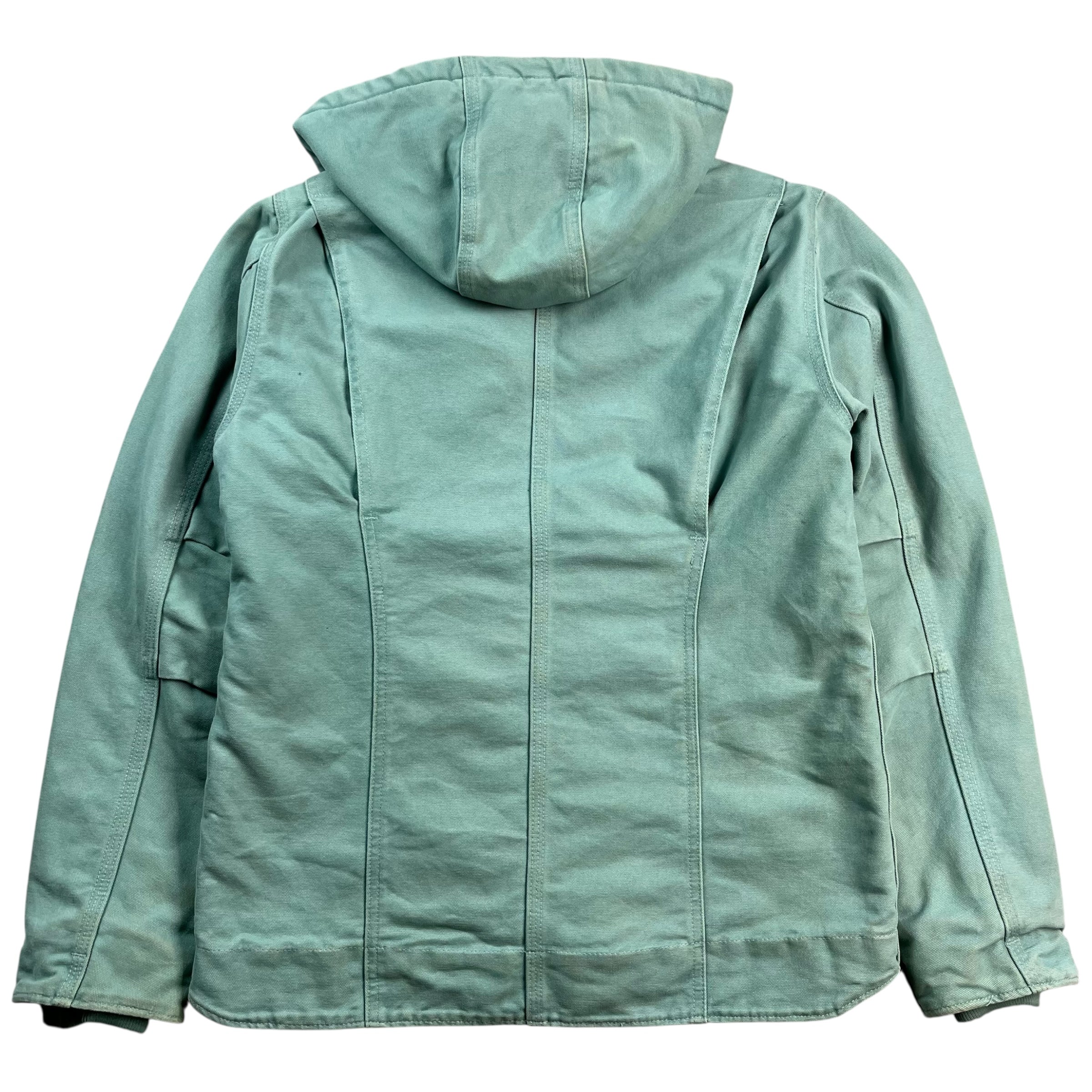 Vintage Women's Carhartt Hooded Detroit Jacket Teal Blue