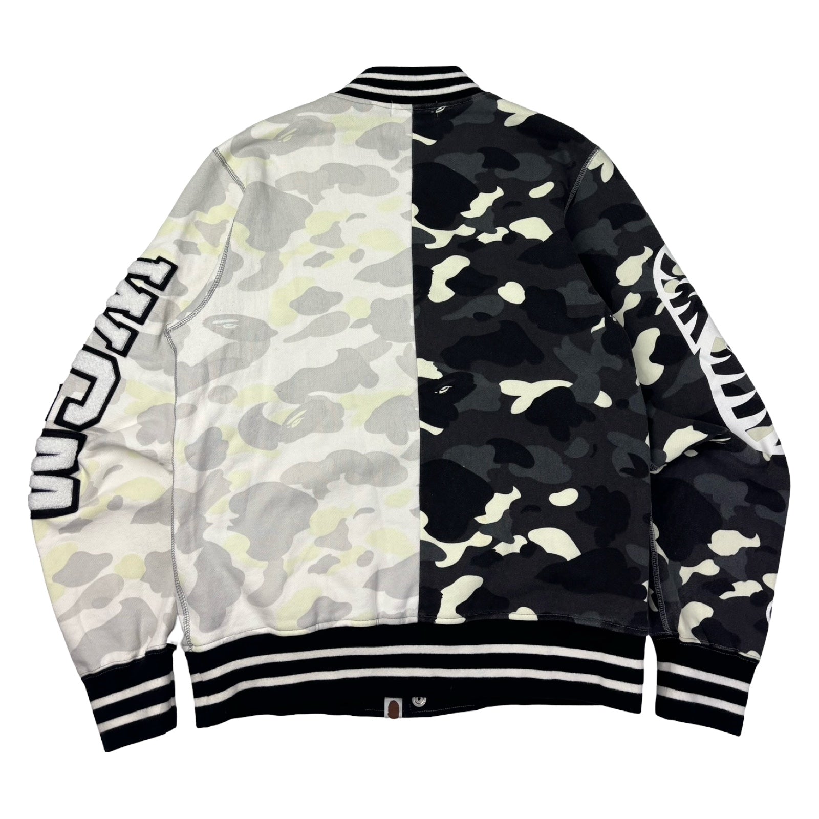 A Bathing Ape City Camo Shark Sweat Varsity Jacket