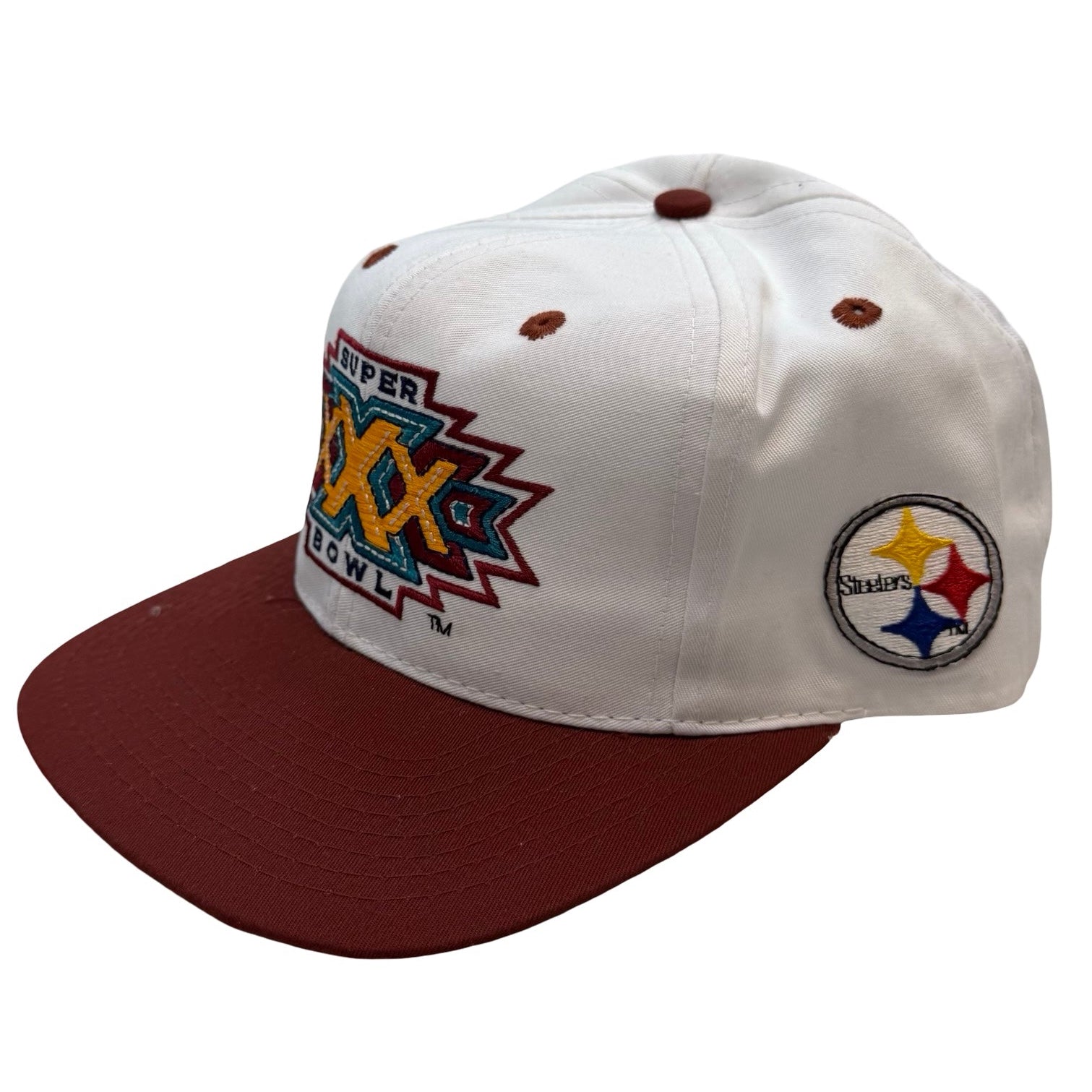 1996 Superbowl XXX Logo 7 Embroidered Snapback Hat White