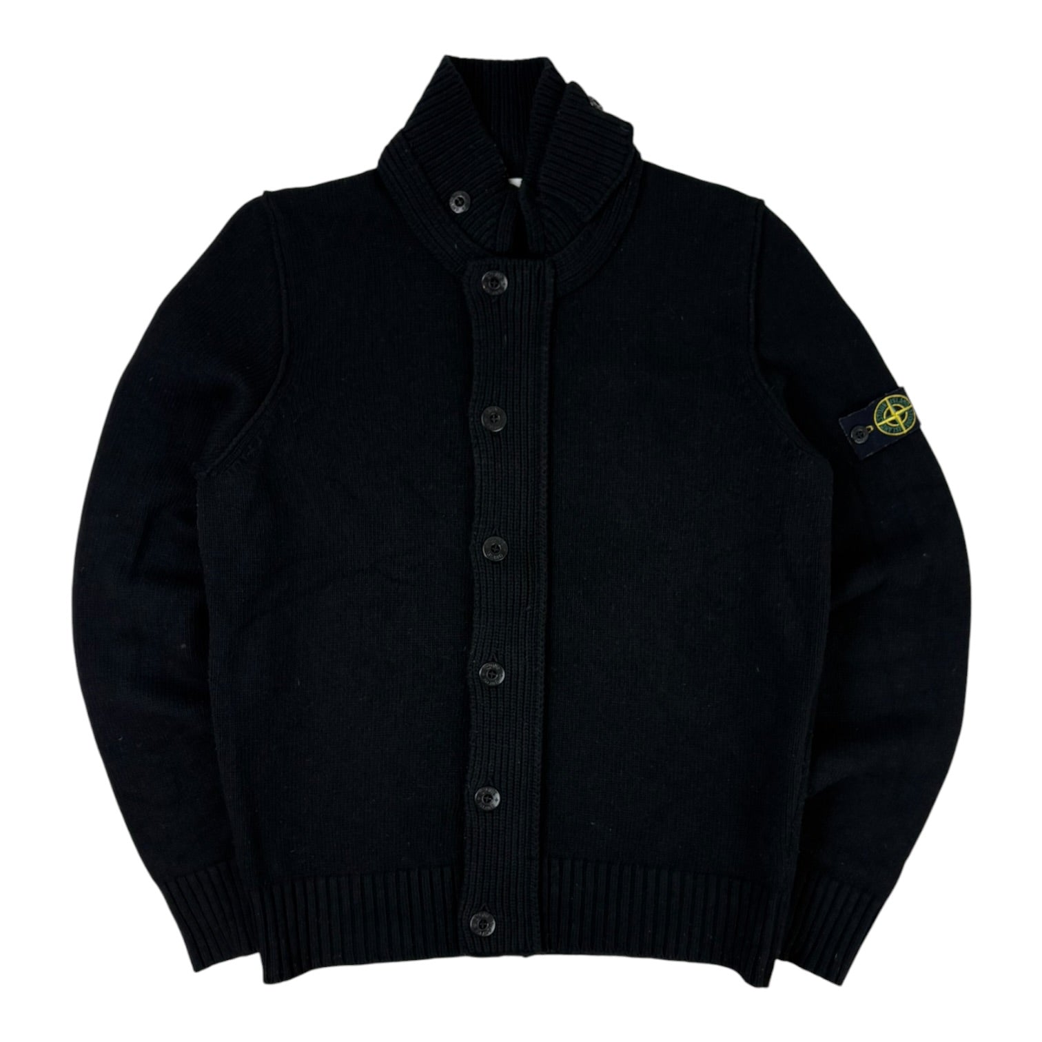 Stone Island Lambswool Knitted Cardigan Black