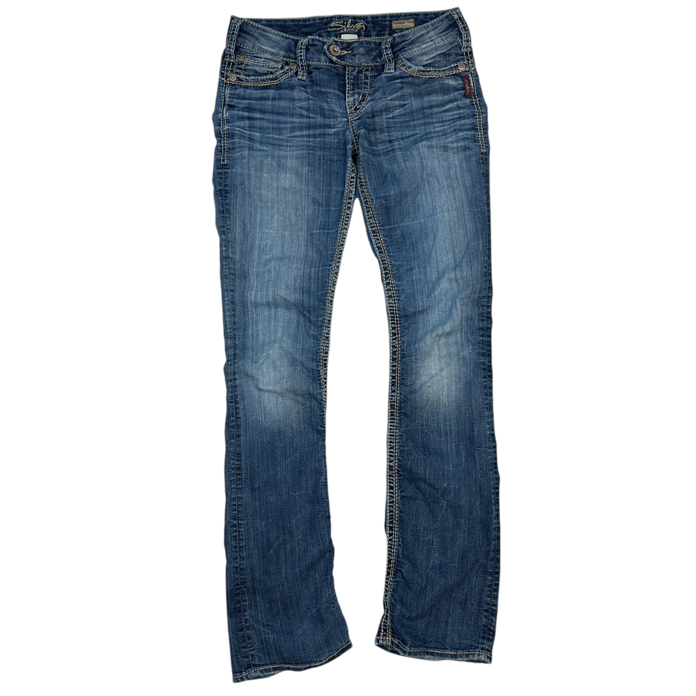 (W) Vintage Y2K Silver Jeans Slim Bootcut Denim Jeans