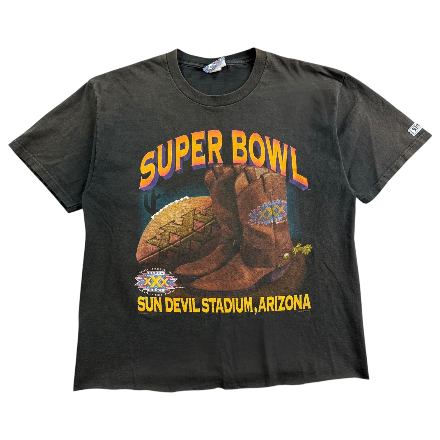 1995 Lee Sports Super Bowl XXX Tee Faded Black