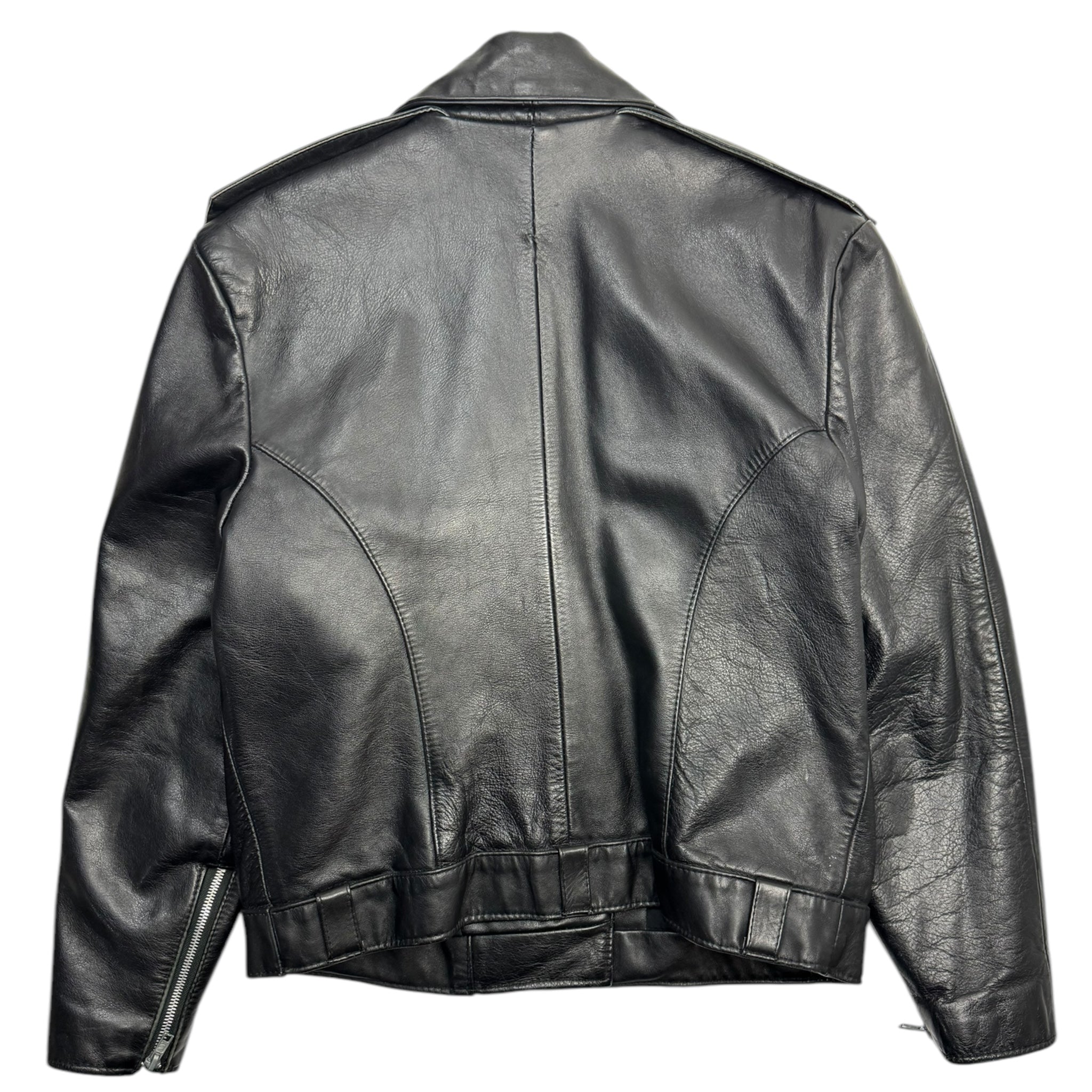 Vintage Angora Leather Biker Jacket Black