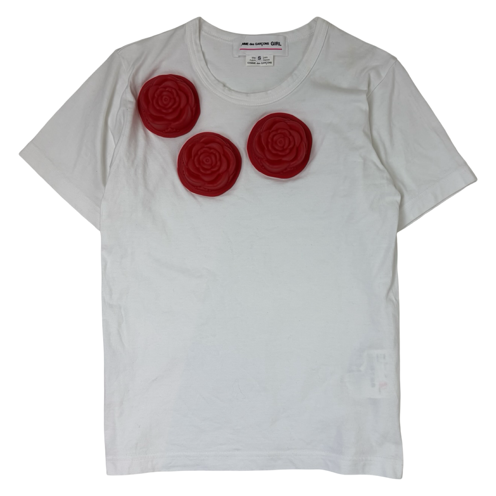 Comme De Garçons GIRL Silicone Rose T-Shirt White