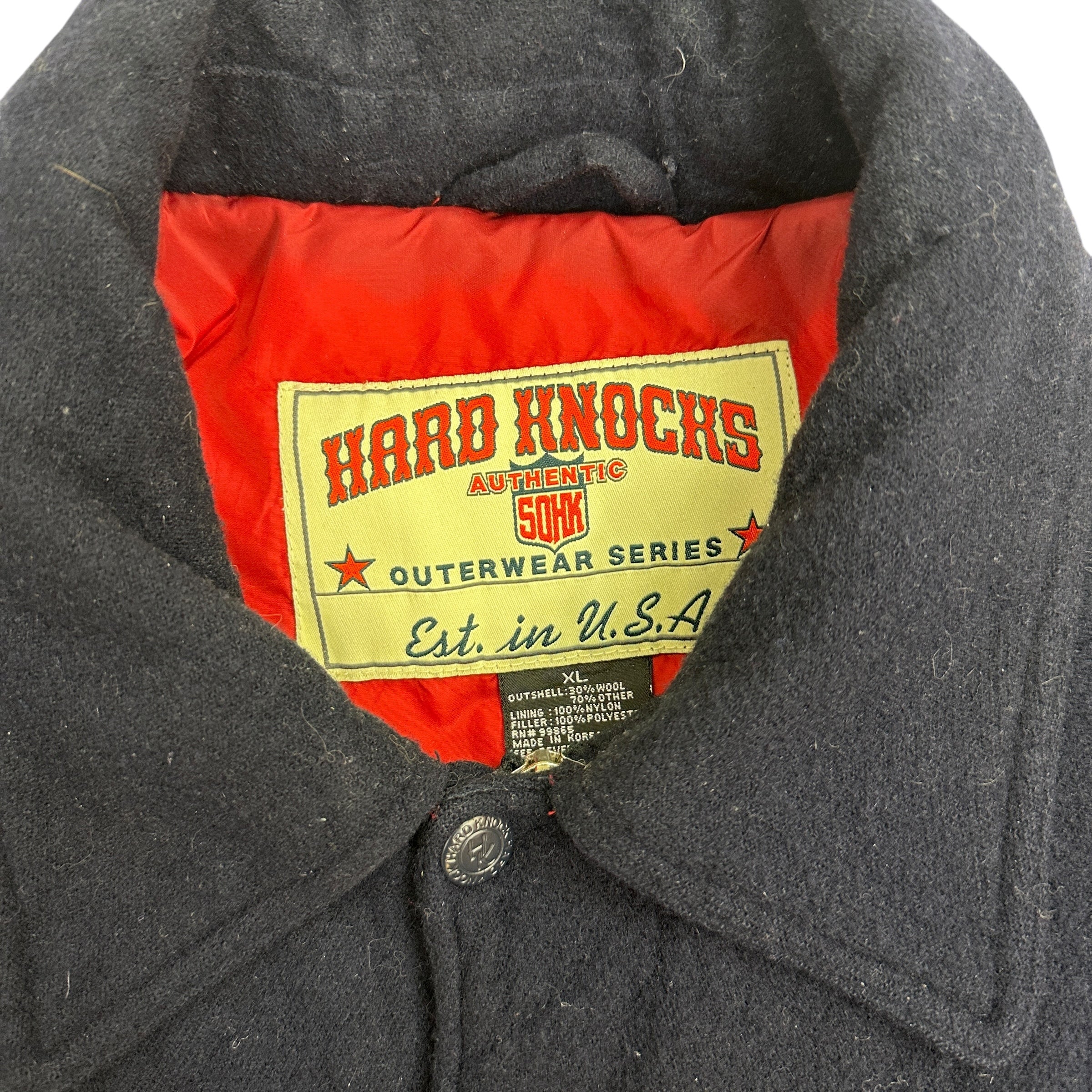 Vintage Y2K Hard Knocks Wool Varsity Jacket Navy