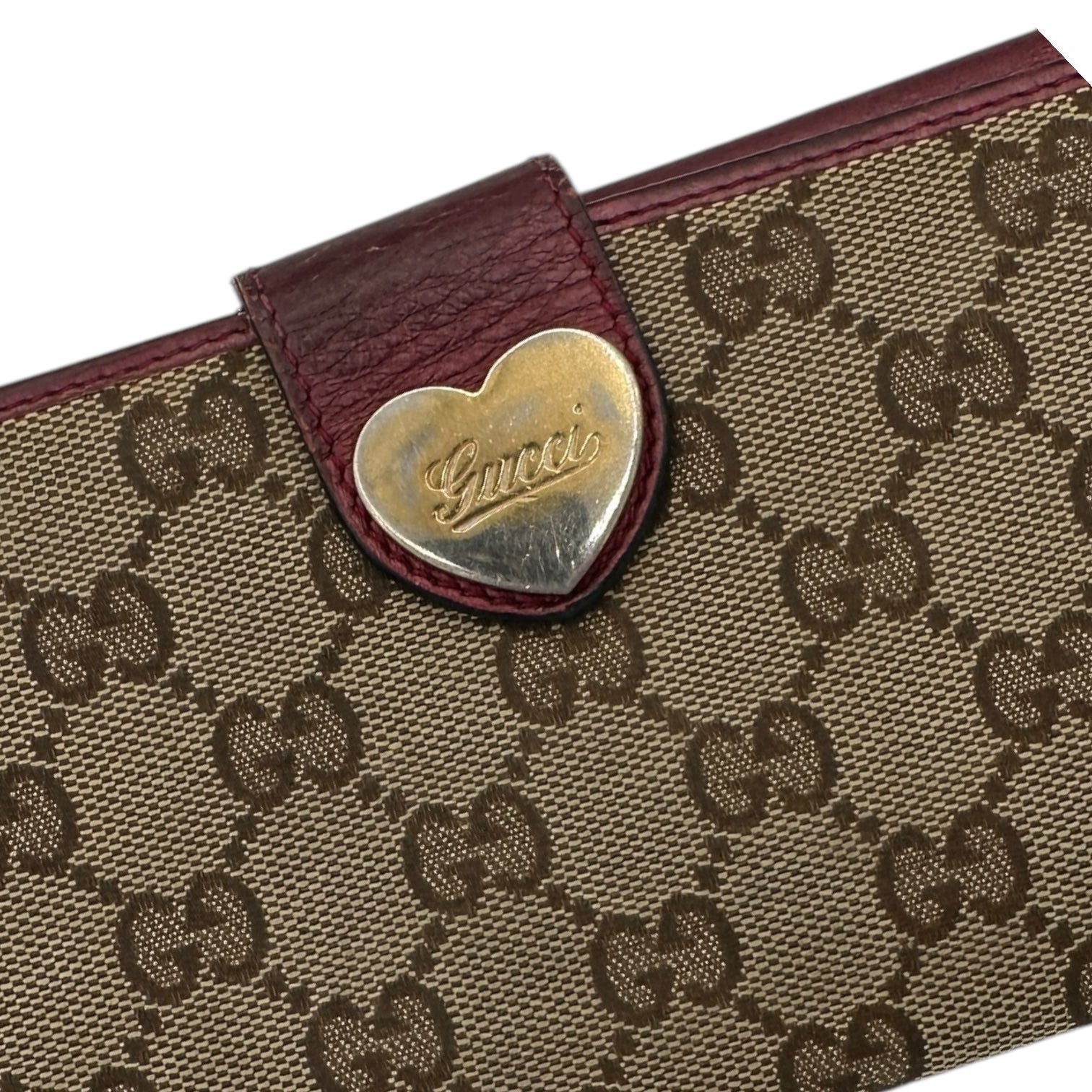 Vintage Gucci Canvas Monogram Heart Wallet