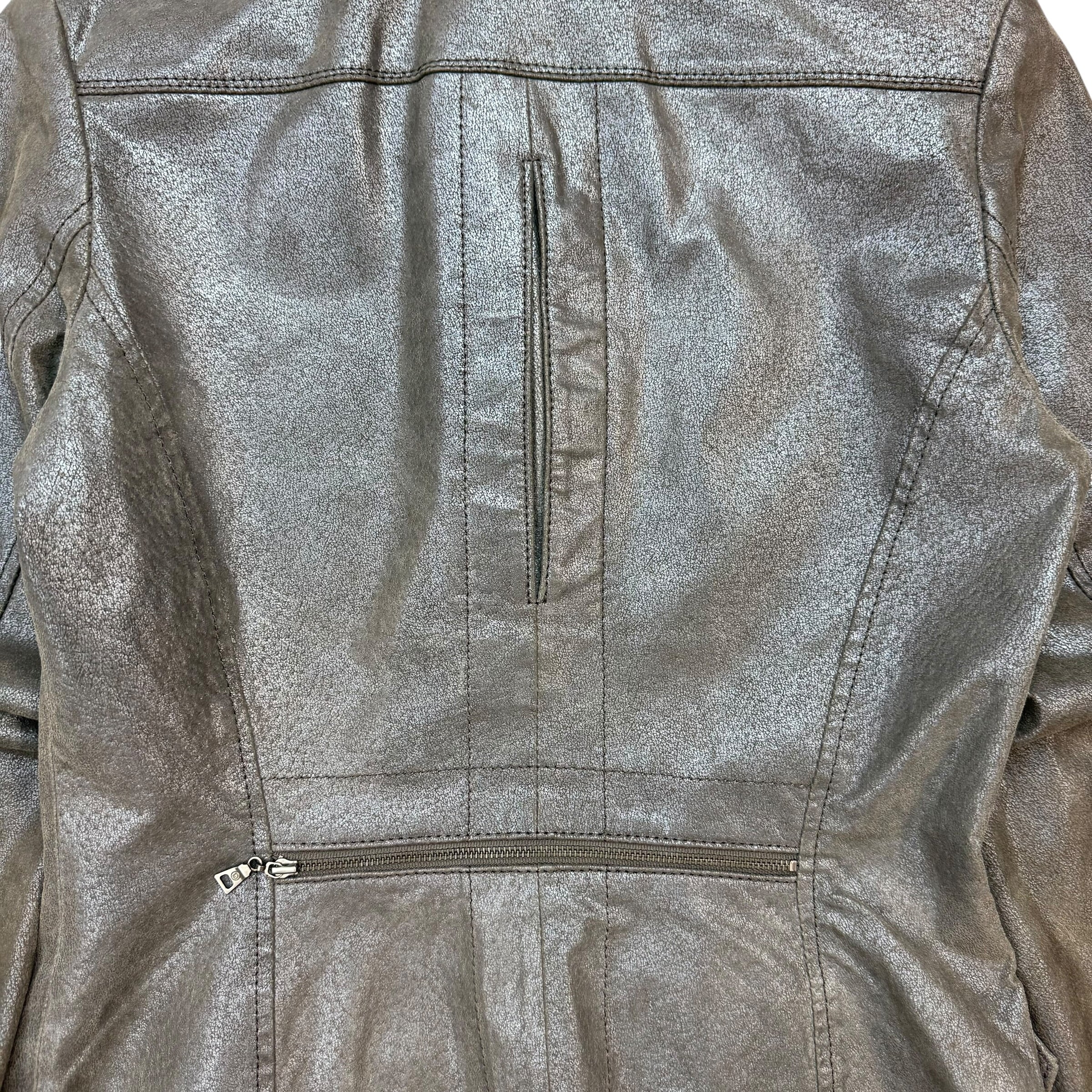 (W) Vintage Danier Leather Jacket Metallic Grey