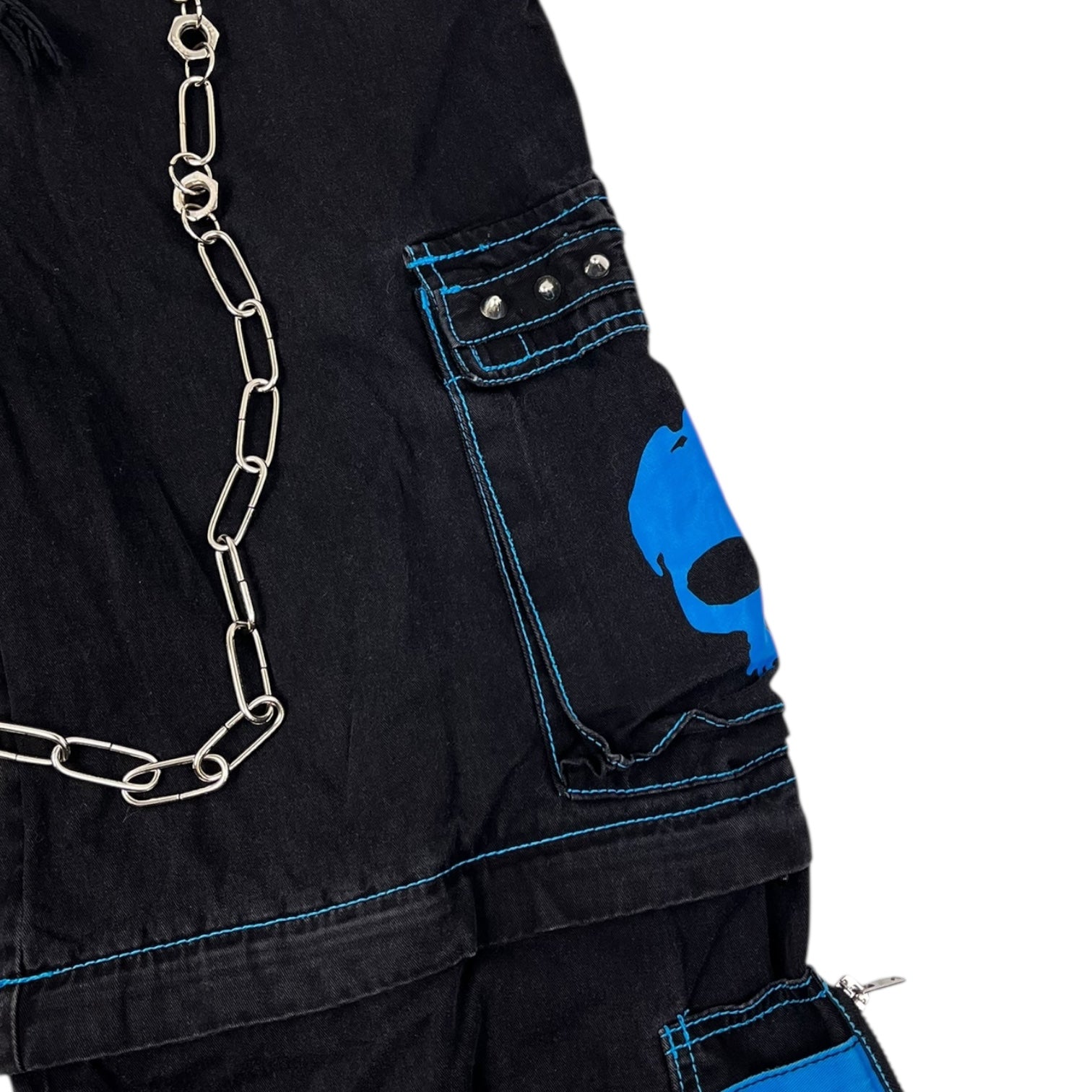 Vintage Y2K Tripp NYC Goth Rave Skull Baggy Pant Black/Blue