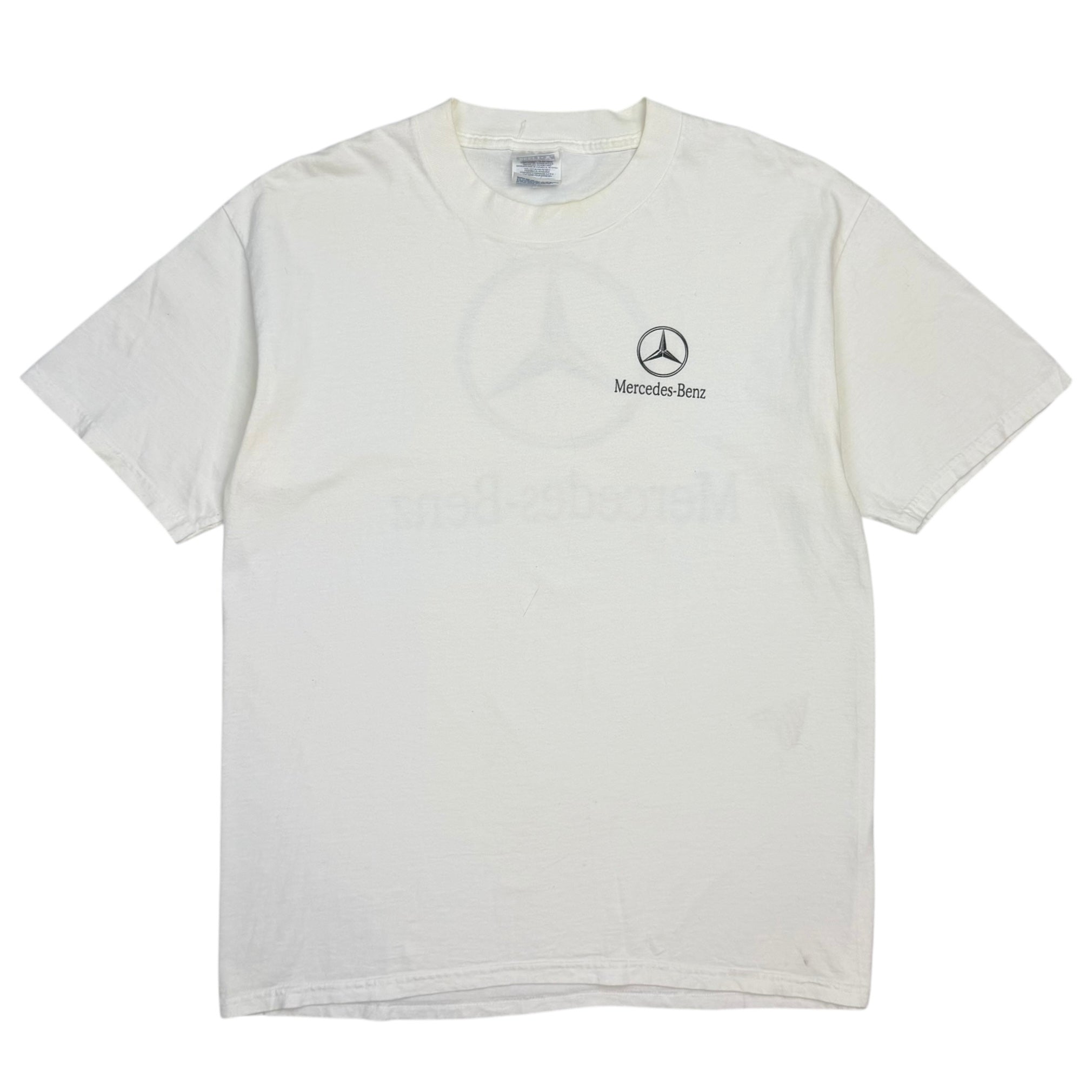 Vintage Mercedes Benz Three Pointed Star Logo Tee White