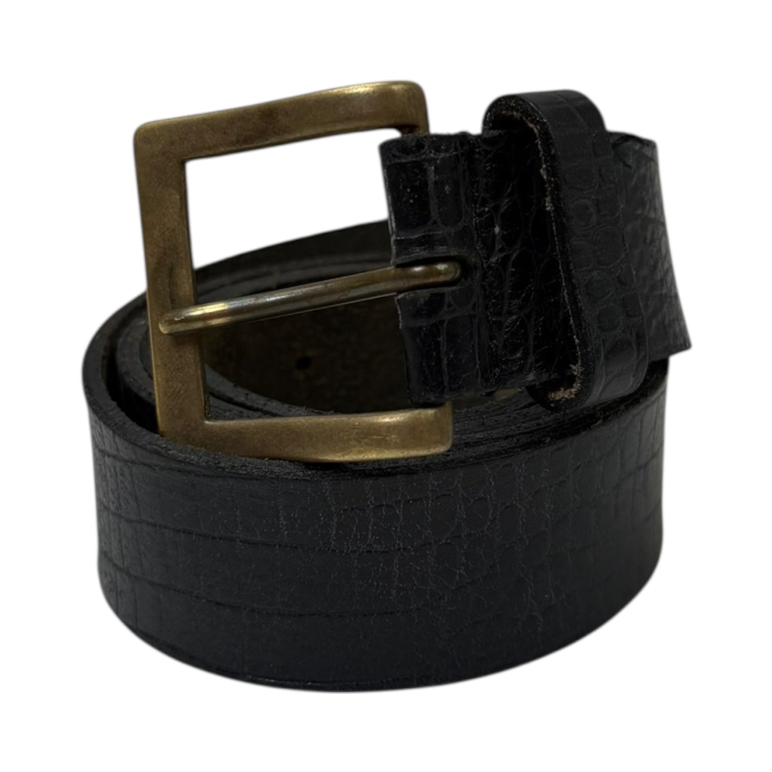 Junya Watanabe Crocodile Embossed Leather Belt Black