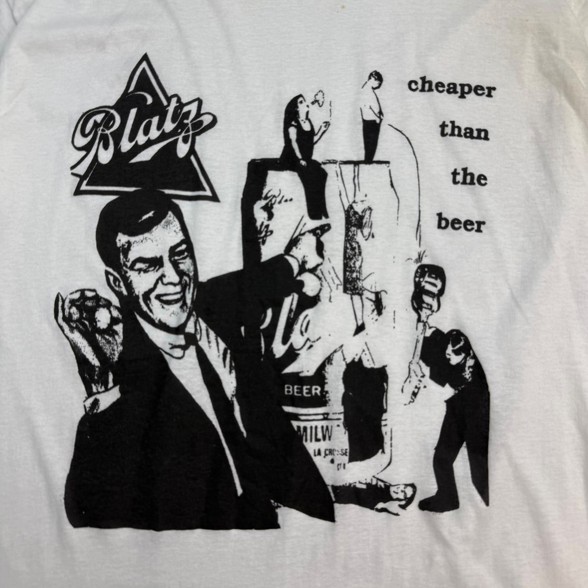Vintage Blatz ‘Cheaper Than Beer” Tee White