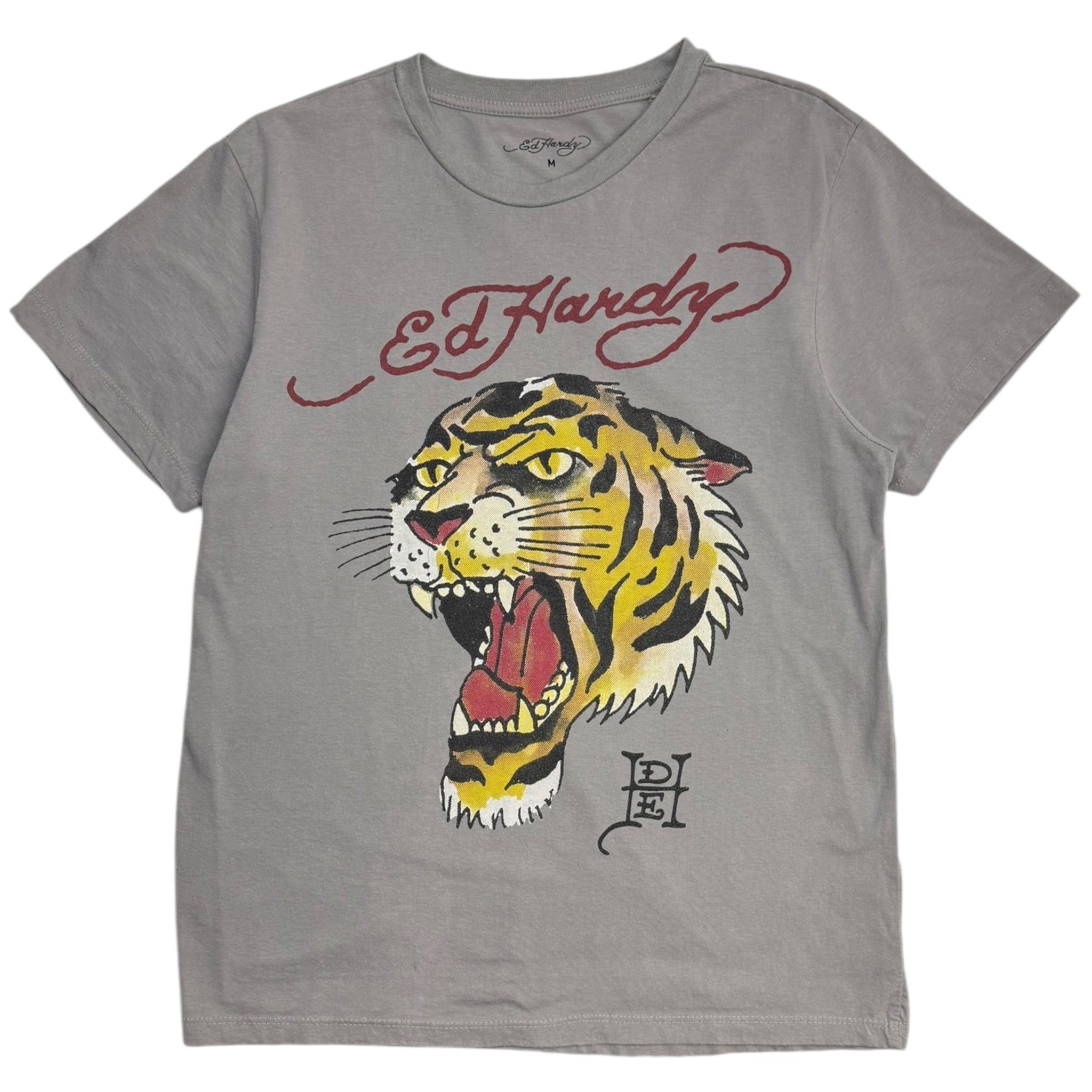 Y2K Ed Hardy Tiger Tattoo T-Shirt Grey