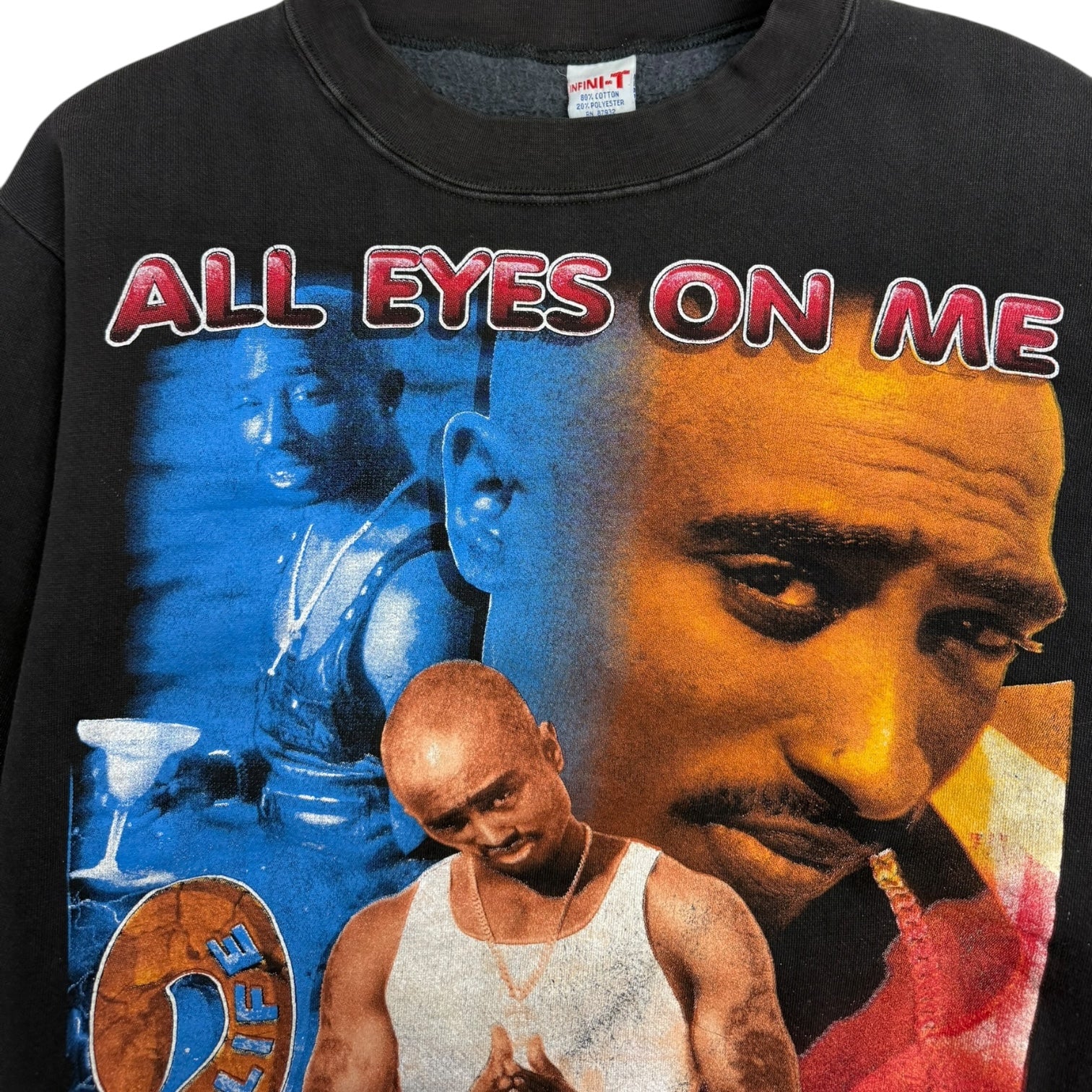 Vintage Tupac Shakur All Eyes On Me Memorial Crewneck Black
