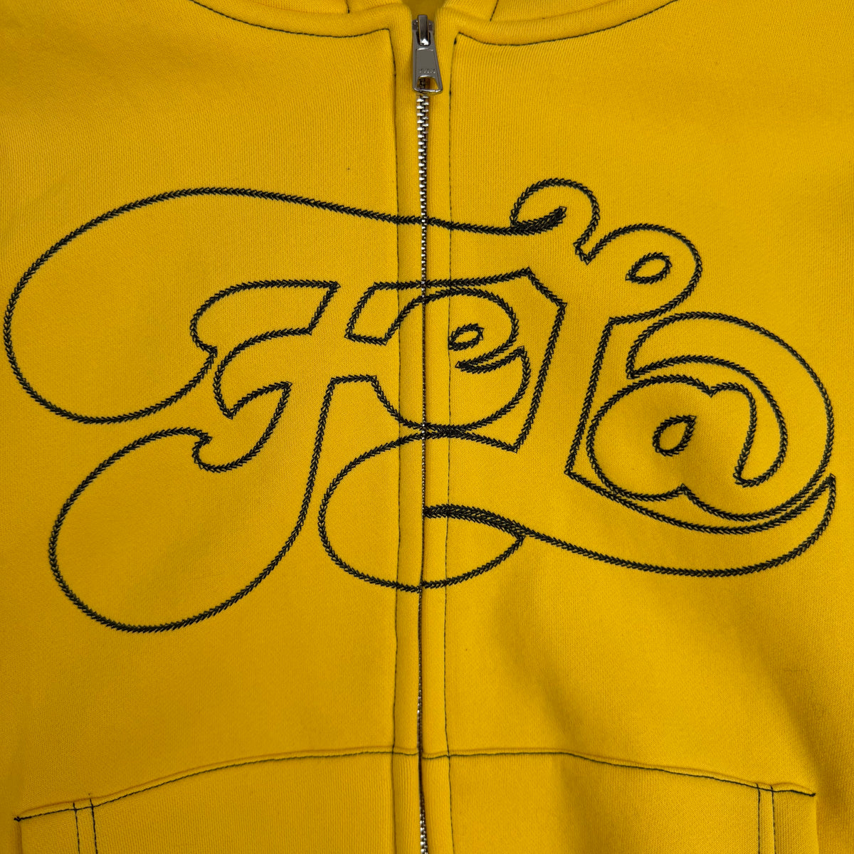 4YE Fela Zip Up Script Hoodie Yellow