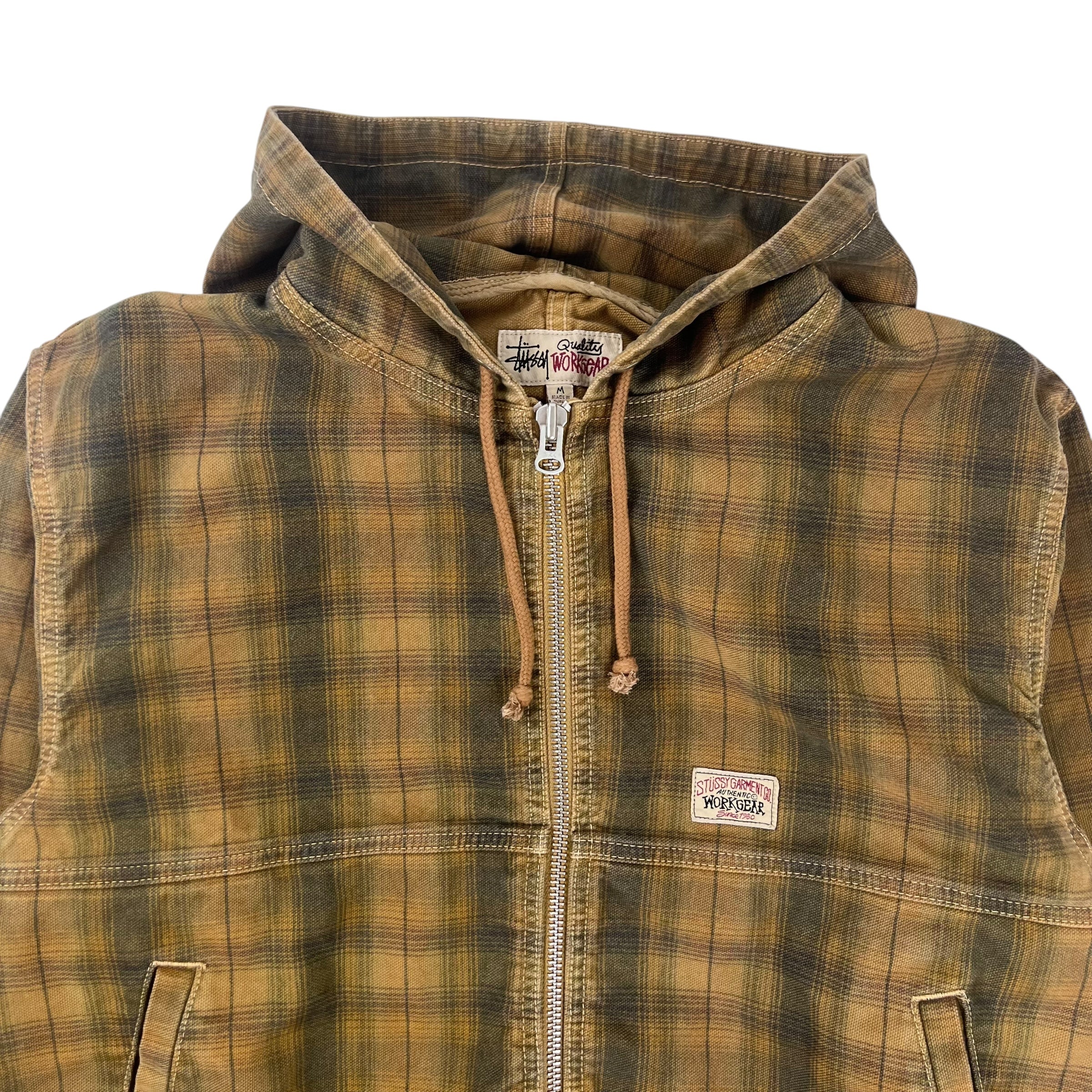 Stussy Unlined Plaid Zip WorkGear Hoodie Brown