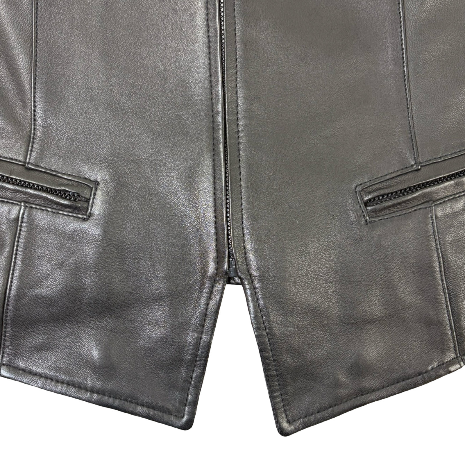 (W) Danier Zip Front Leather Vest Black